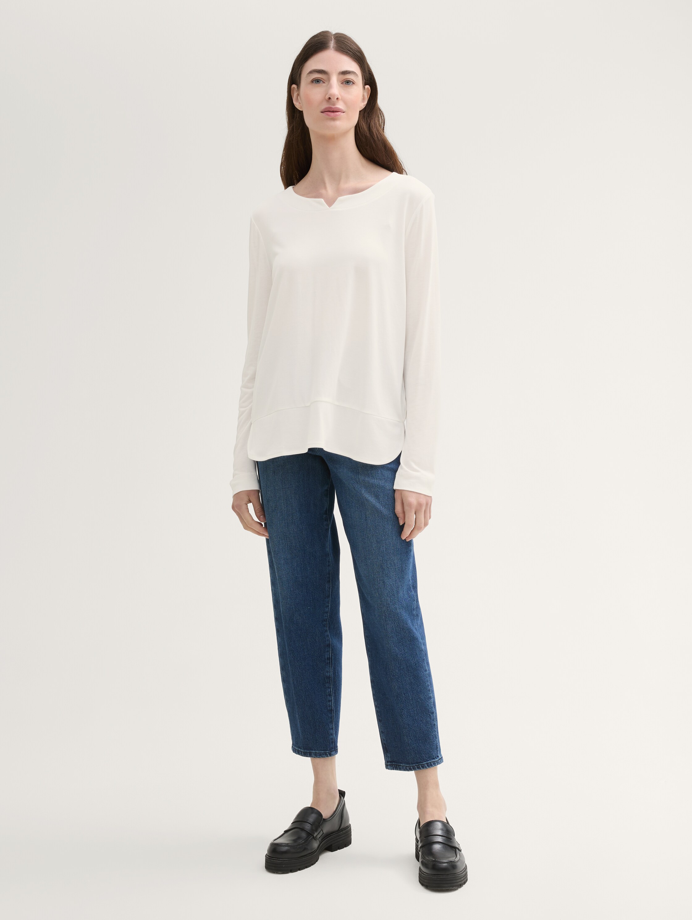 Langarmshirt mit Materialmix - 1