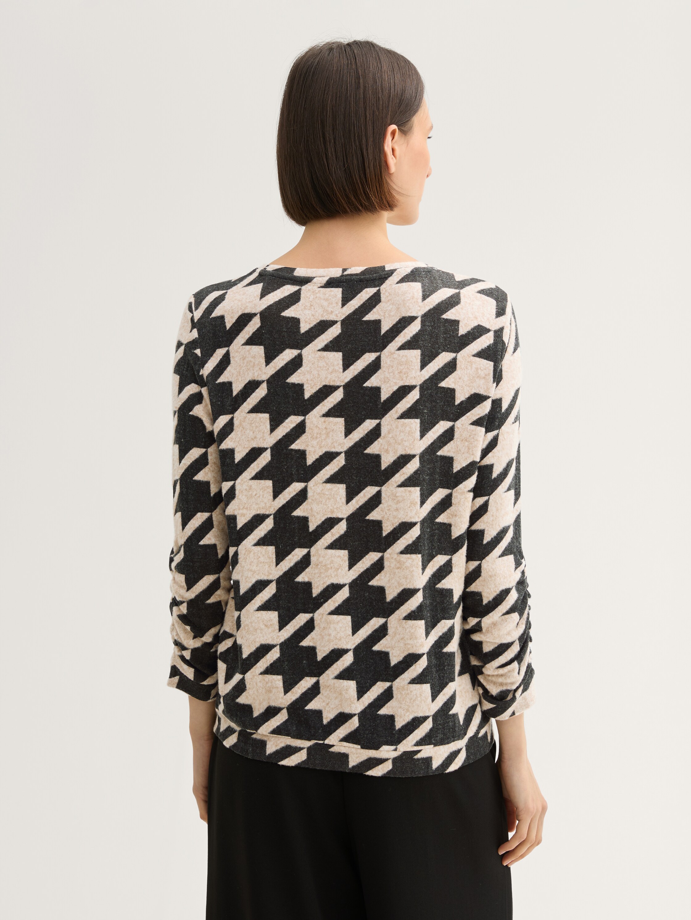 Soft-Touch Shirt mit Raffärmeln - classic_houndstooth_design - 