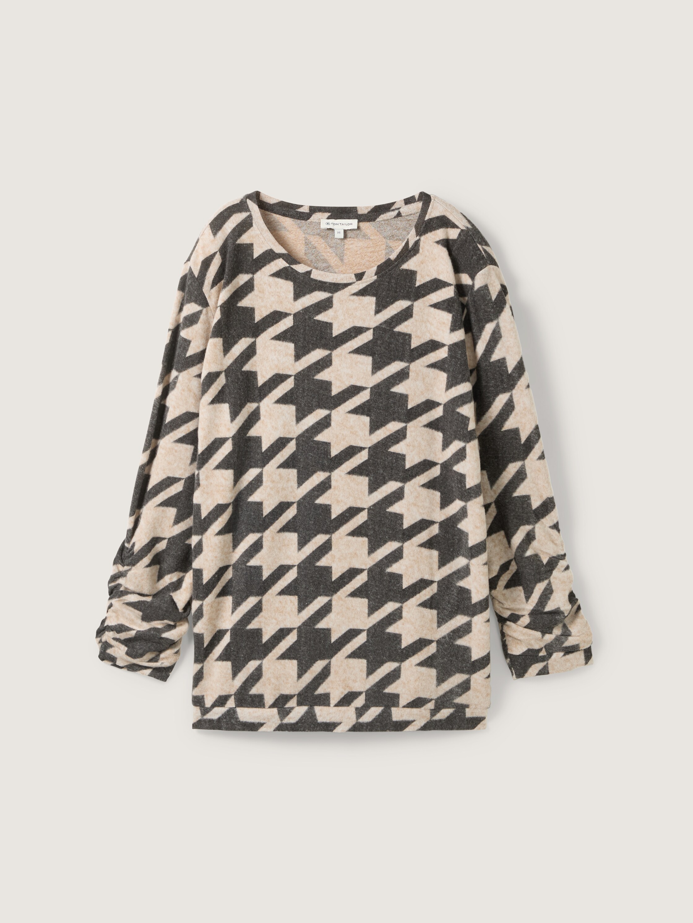 Soft-Touch Shirt mit Raffärmeln - classic_houndstooth_design - 