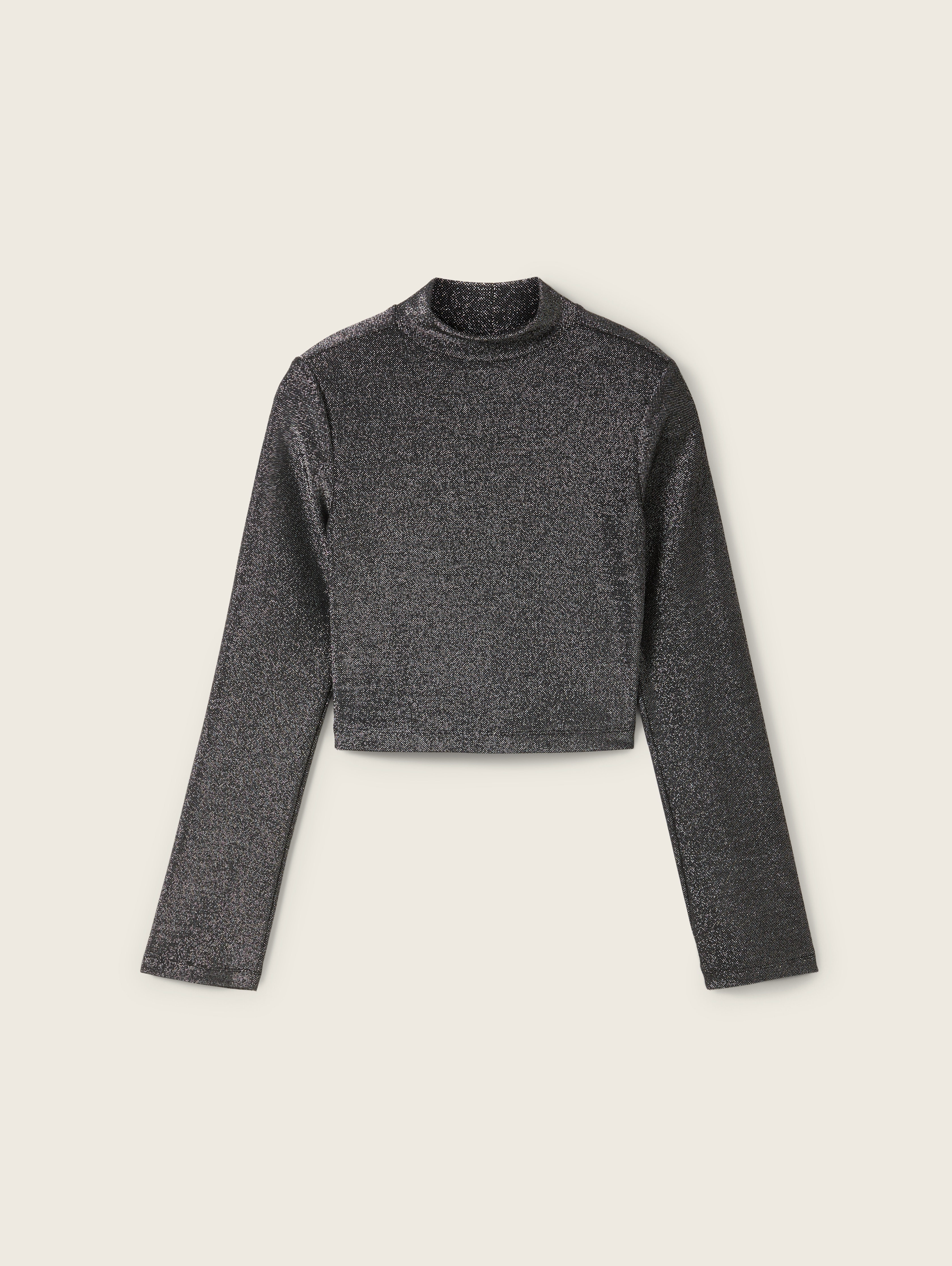 Cropped long sleeve shirt with glitter by Tom Tailor
