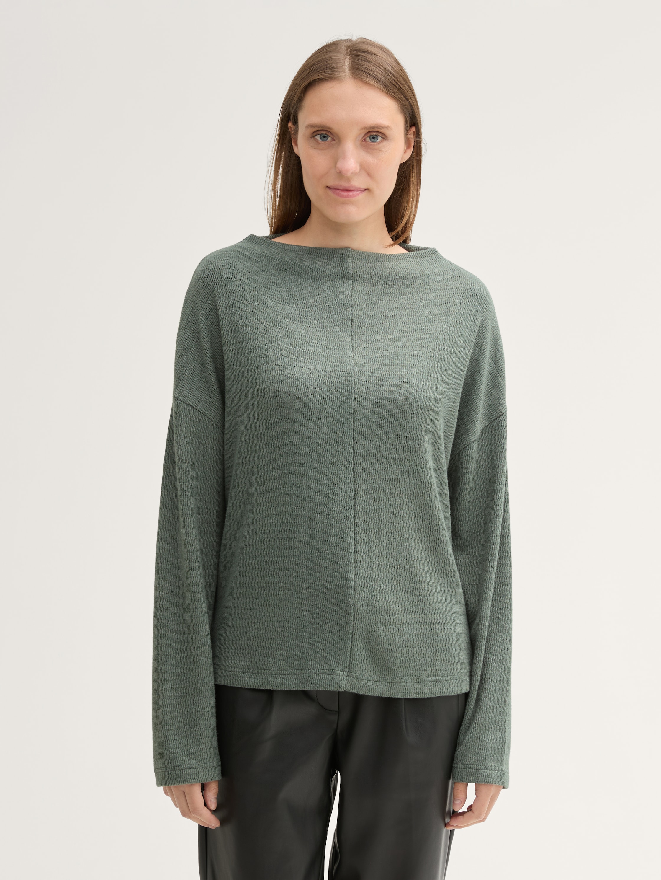 Cosy Sweatshirt mit Stehkragen - pale_bark_green - 