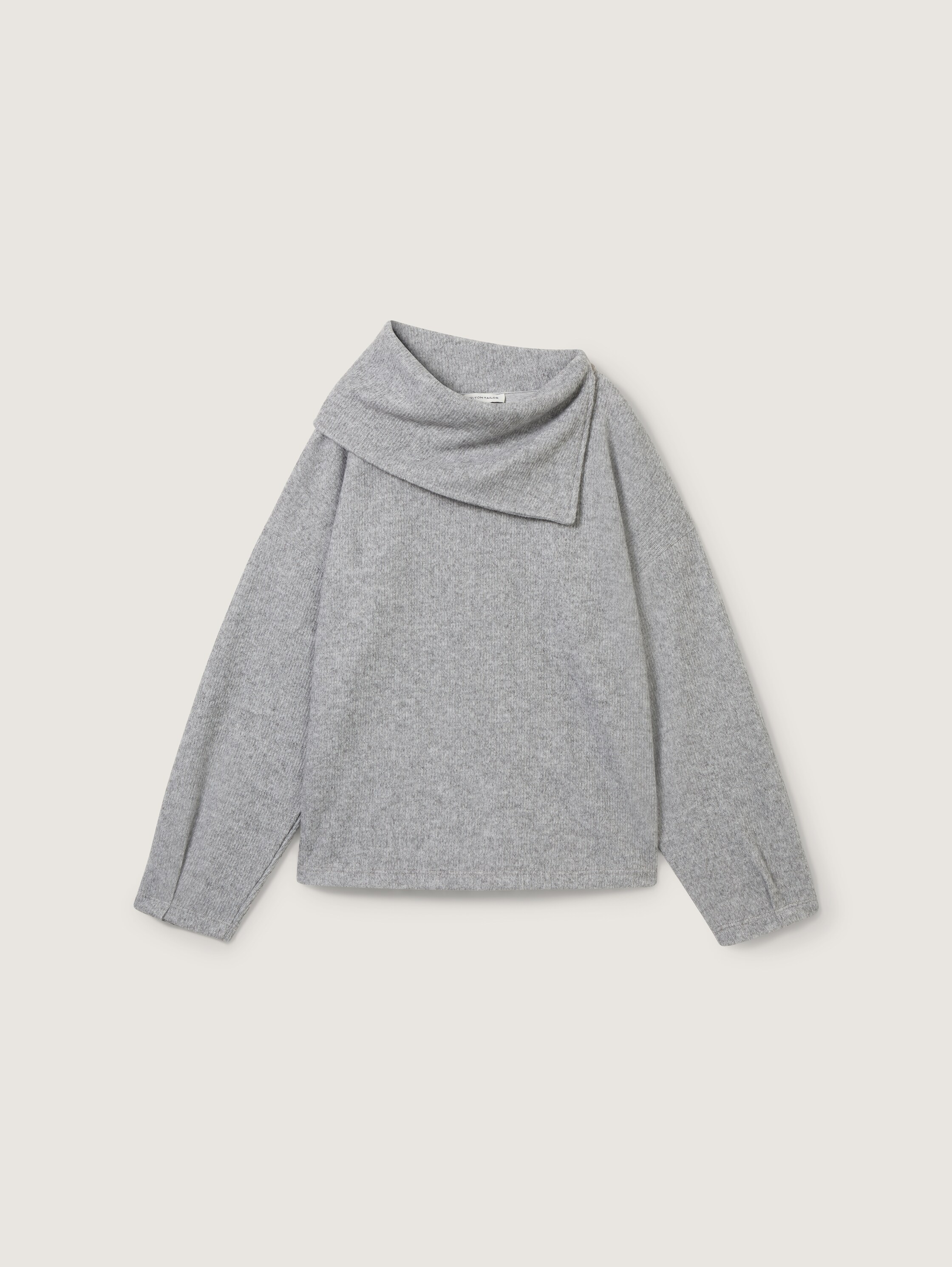 Sweatshirt mit asymmetrischem Kragen - morning_grey_melange - 