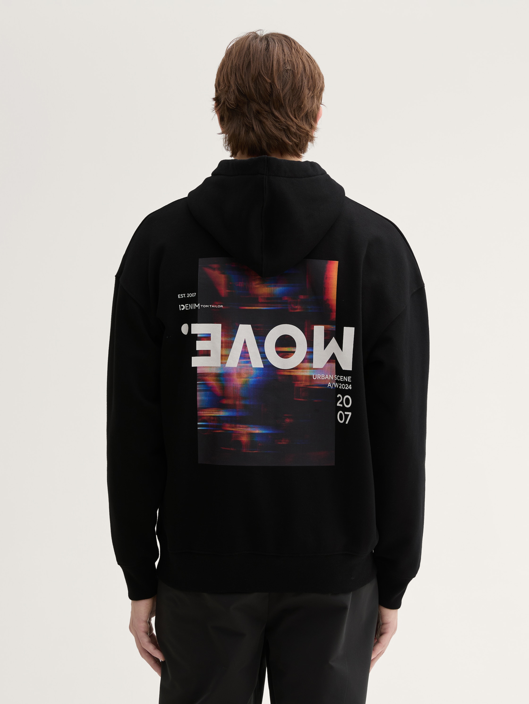 Relaxed Hoodie Sweatshirt mit Rückenprint - black - 