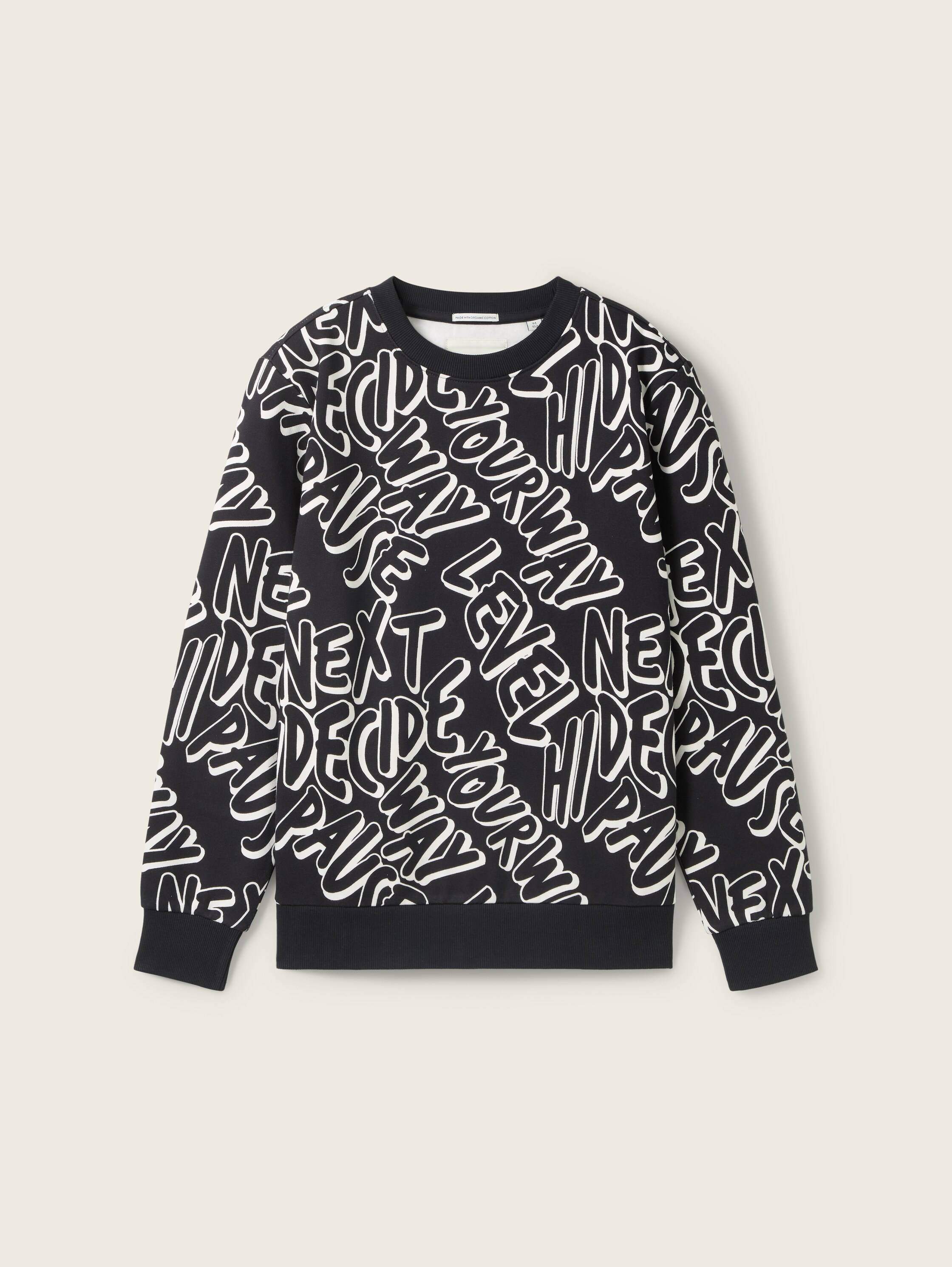 Print Sweatshirt mit Bio-Baumwolle - black_and_white_wording_design - 