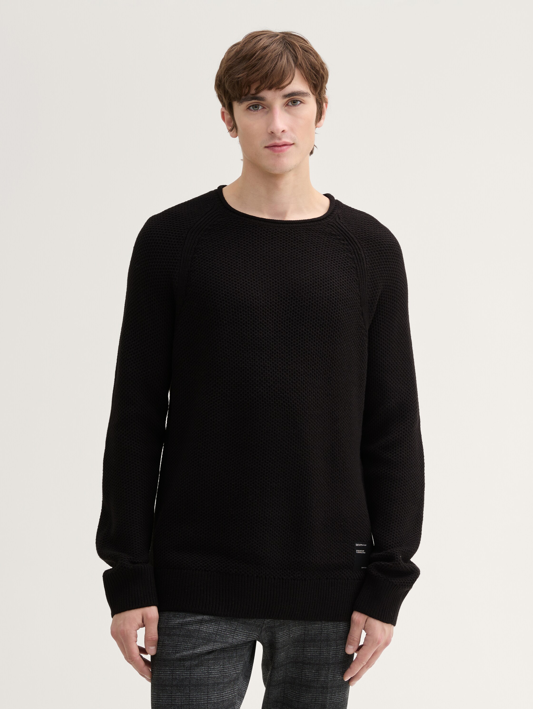 Gebreide trui met textuur - black - 