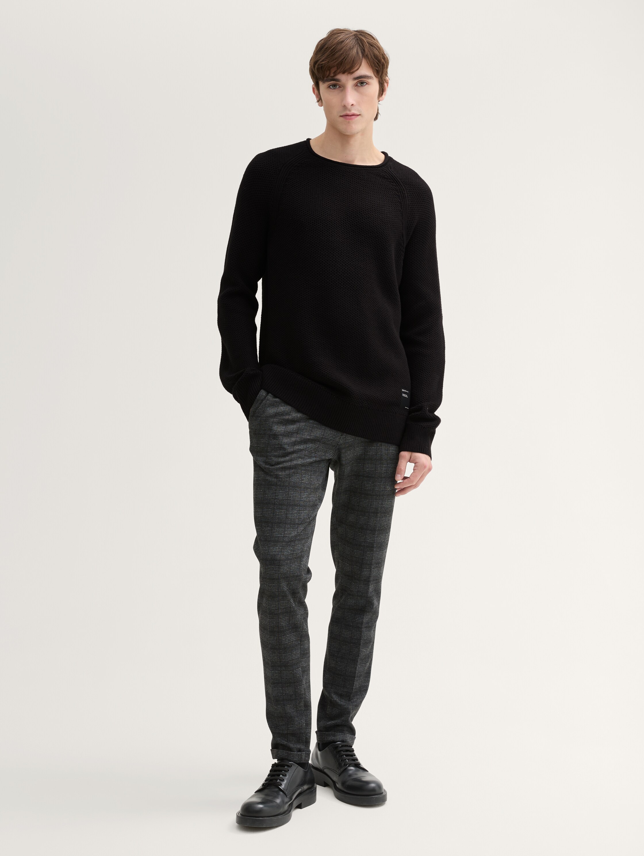 Gebreide trui met textuur - black - 