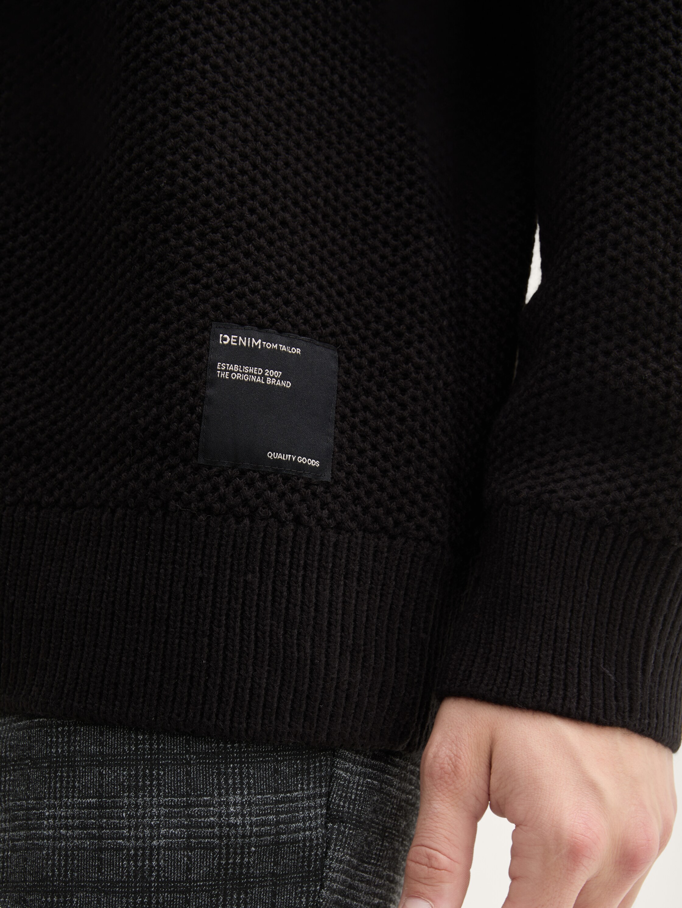 Gebreide trui met textuur - black - 