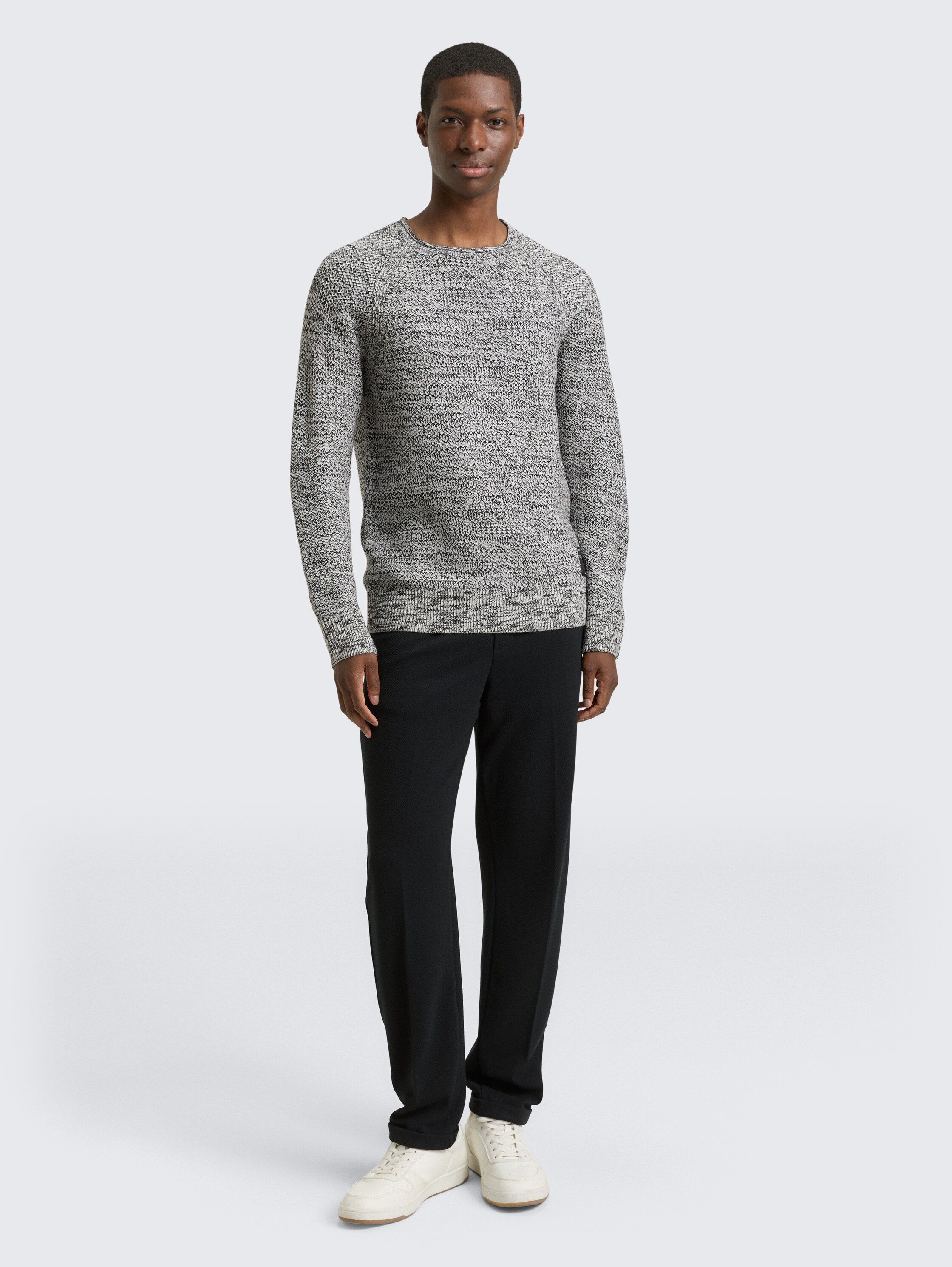 Regular Fit Strickpullover - white_black_structure_mix - 