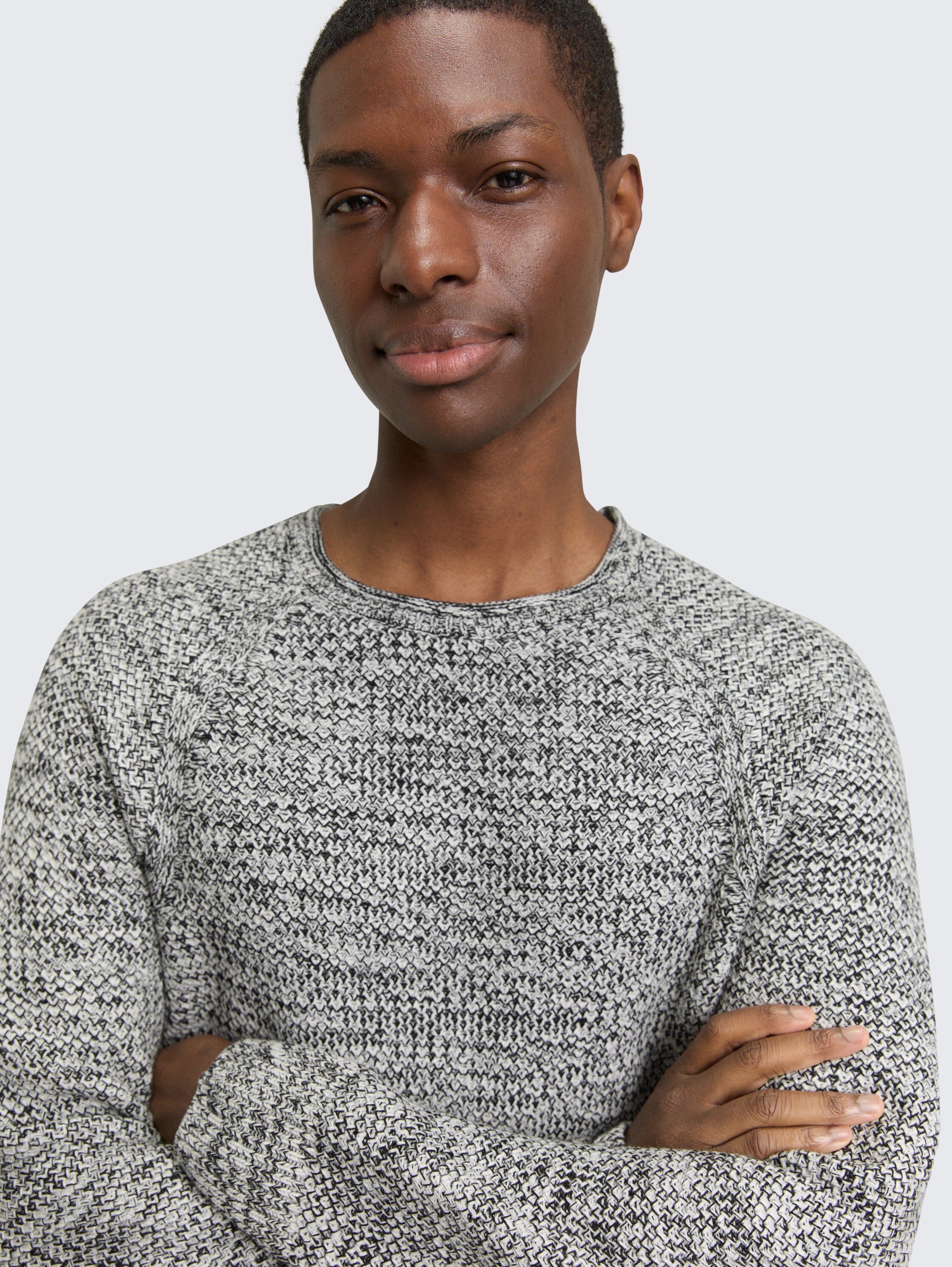 Regular Fit Strickpullover - white_black_structure_mix - 