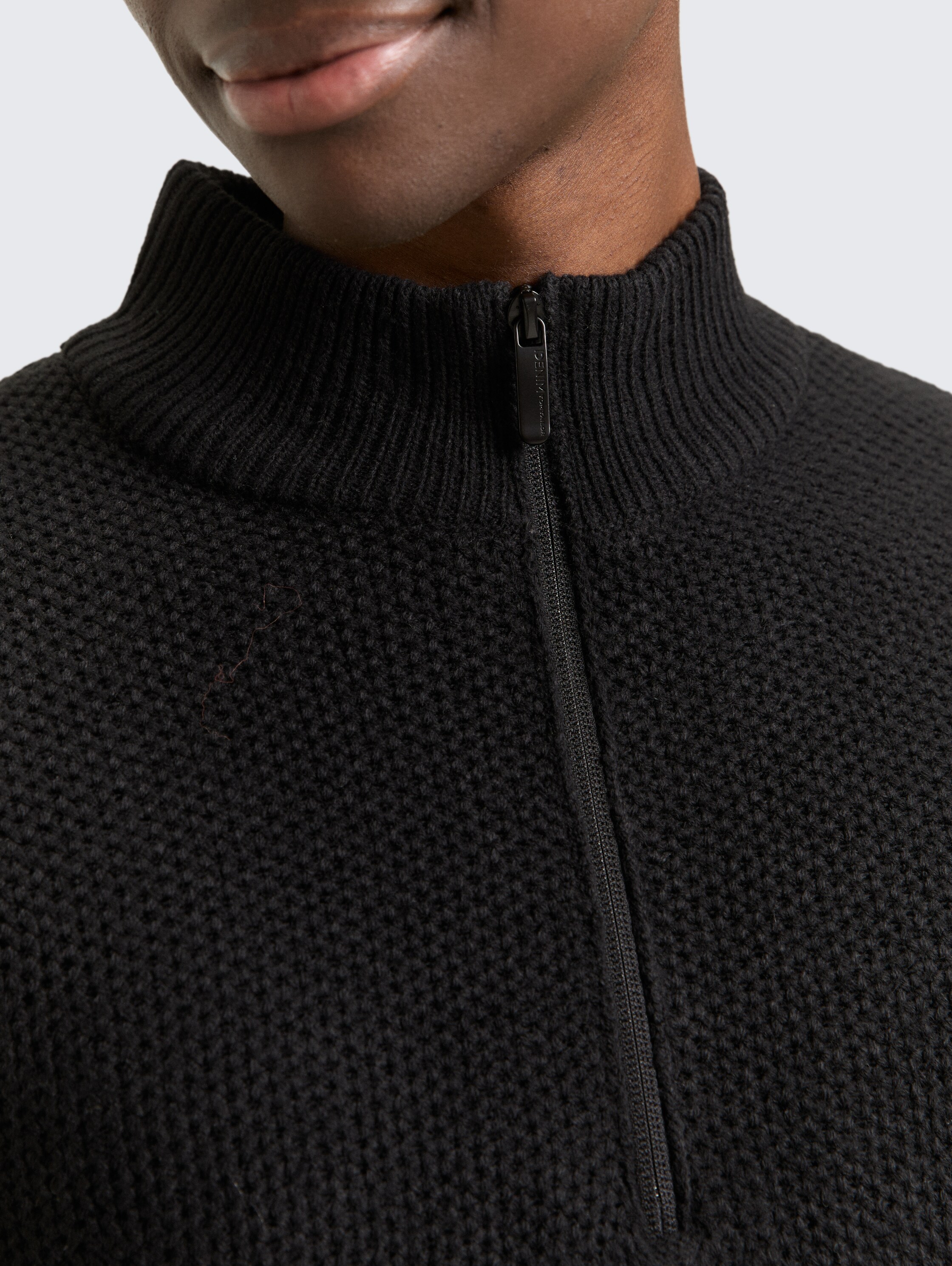 Troyer Strickpullover mit Reißverschluss - black - 