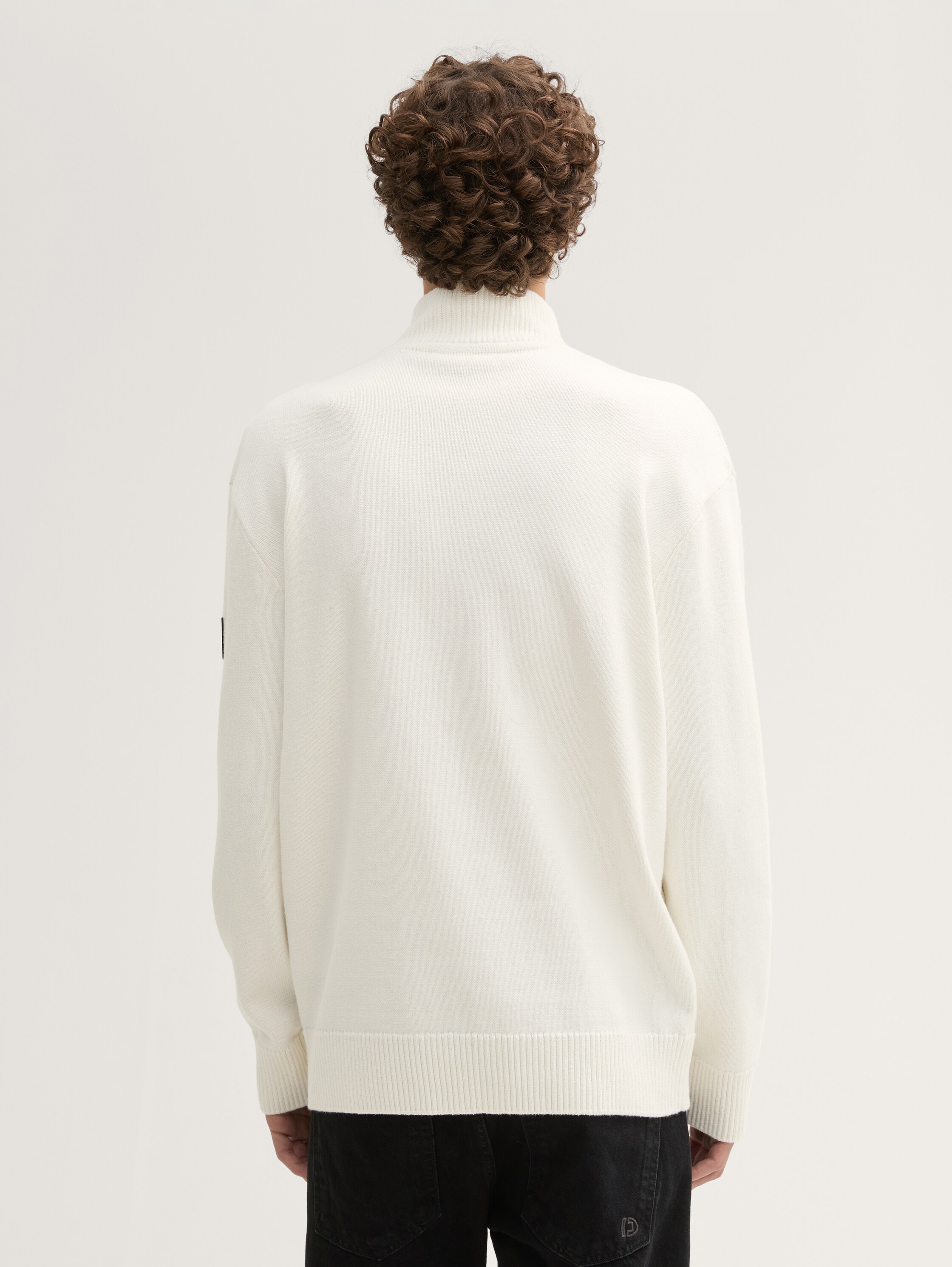 Relaxed Troyer Strickpullover aus Baumwolle - wool_white - 