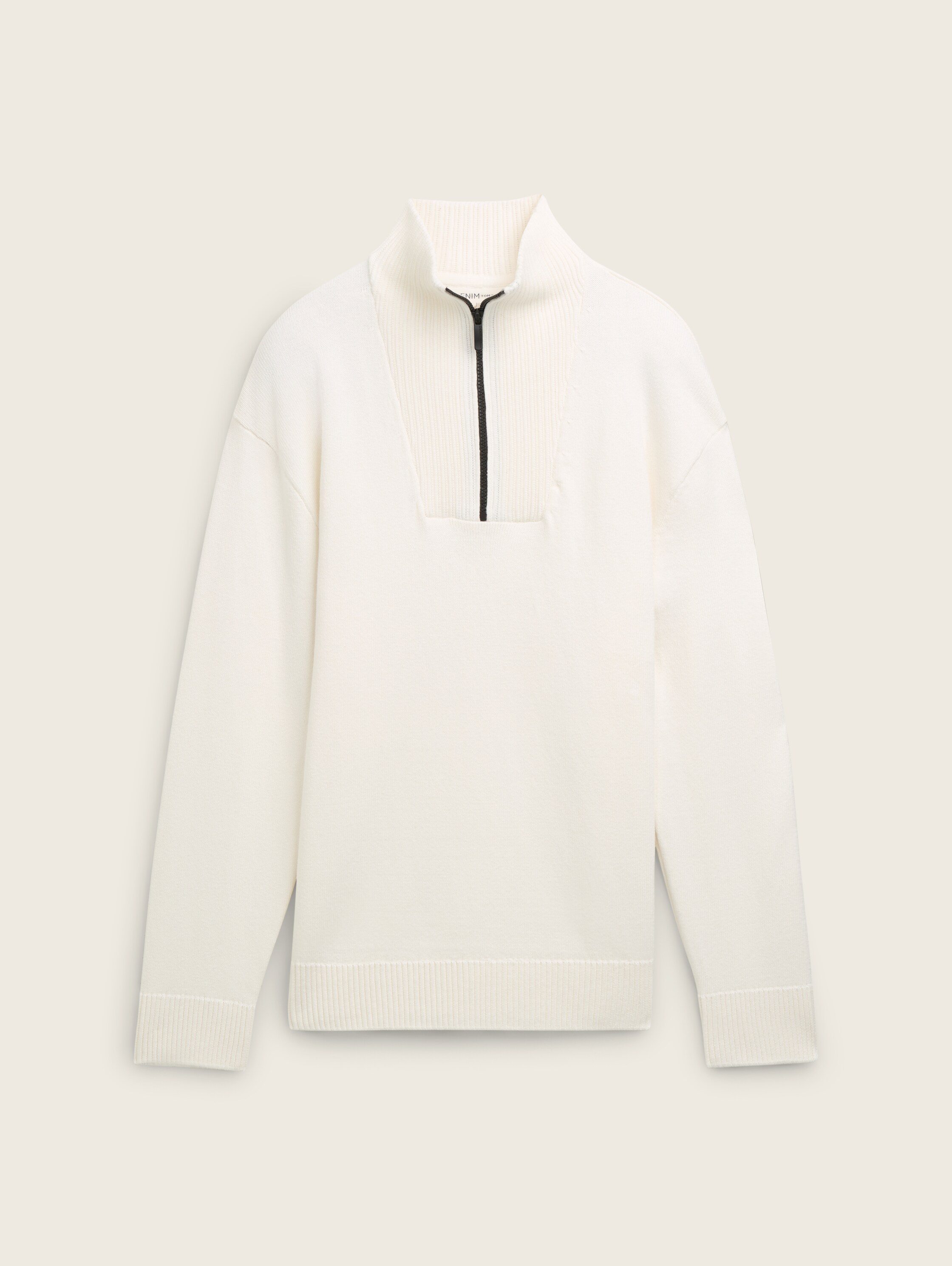 Relaxed Troyer Strickpullover aus Baumwolle - wool_white - 