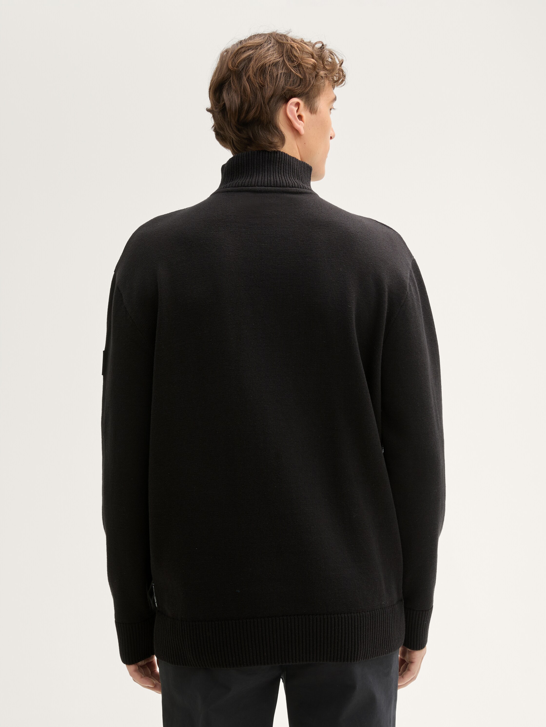 Relaxed Troyer Strickpullover aus Baumwolle - black - 