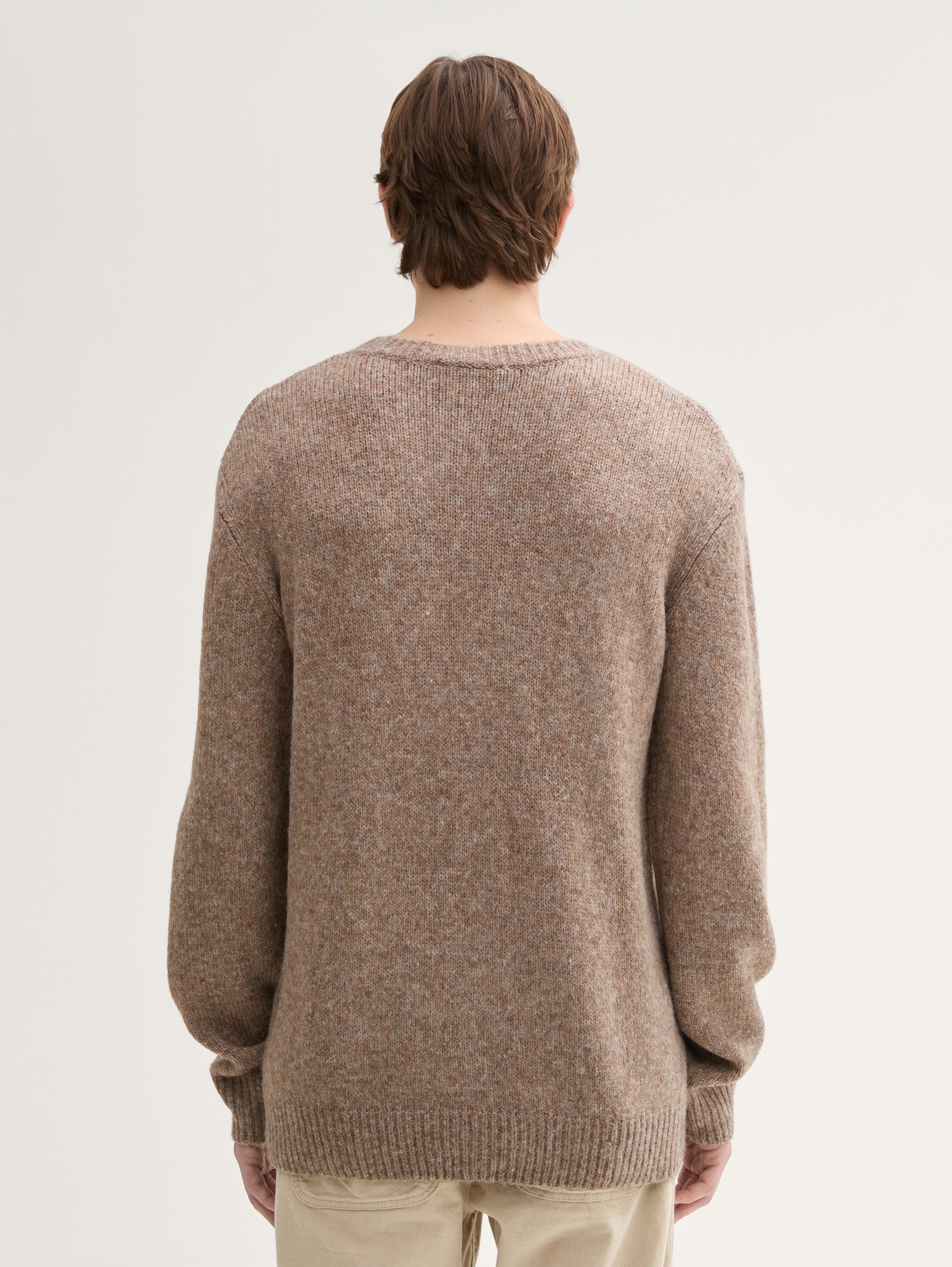 Cosy Strickpullover mit Rundhalsausschnitt - wool_white_fancy_structure - 