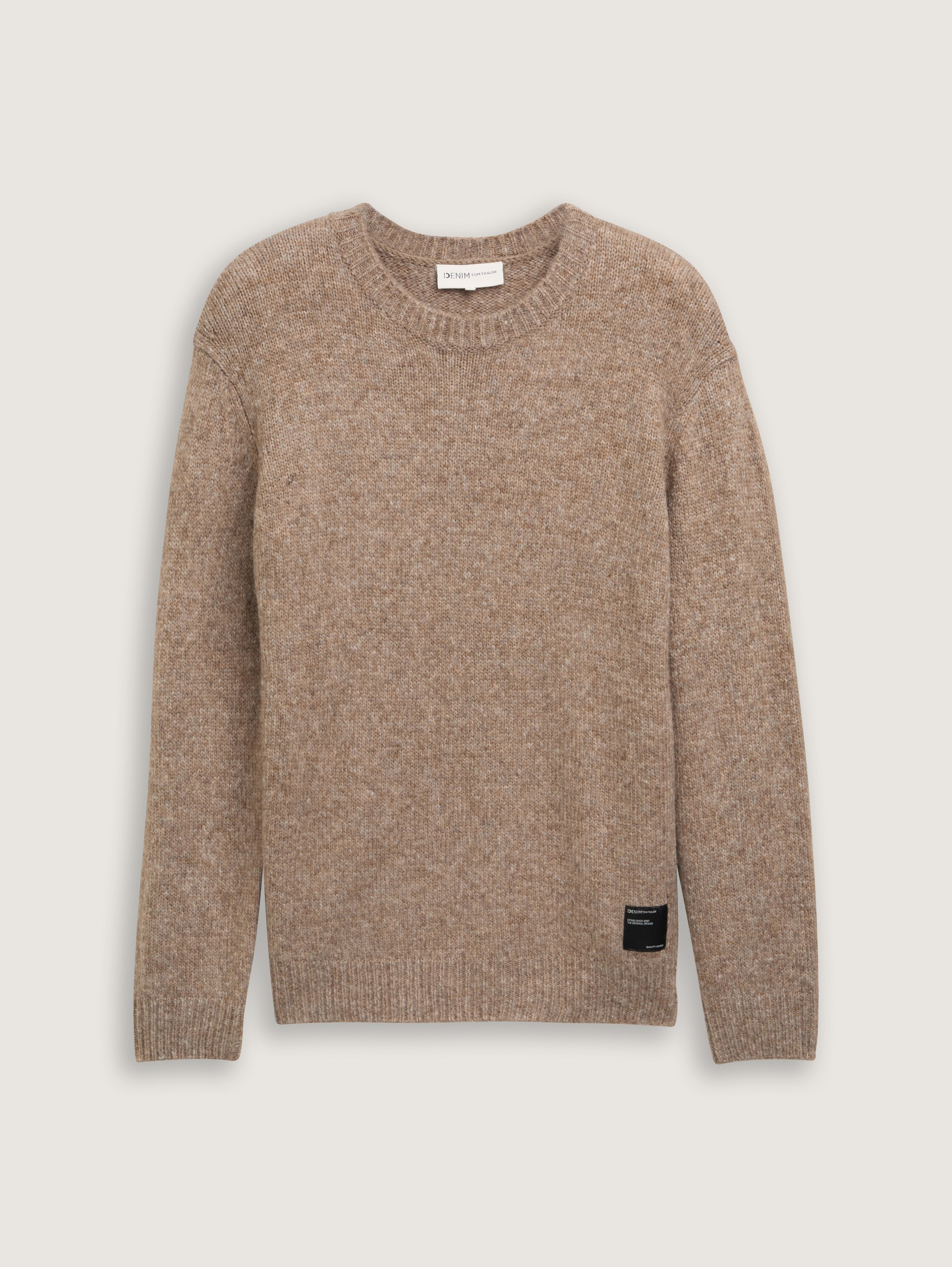 Cosy Strickpullover mit Rundhalsausschnitt - wool_white_fancy_structure - 