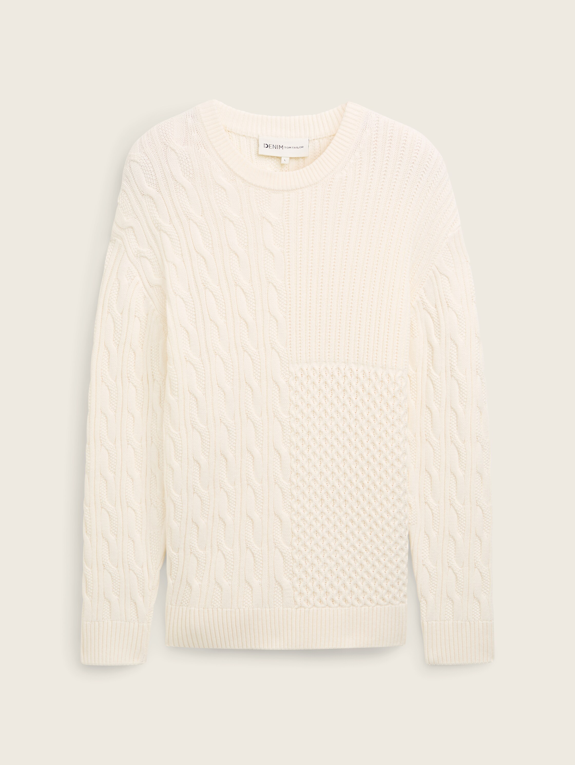 Relaxed Pullover mit Zopfmuster - wool_white - 