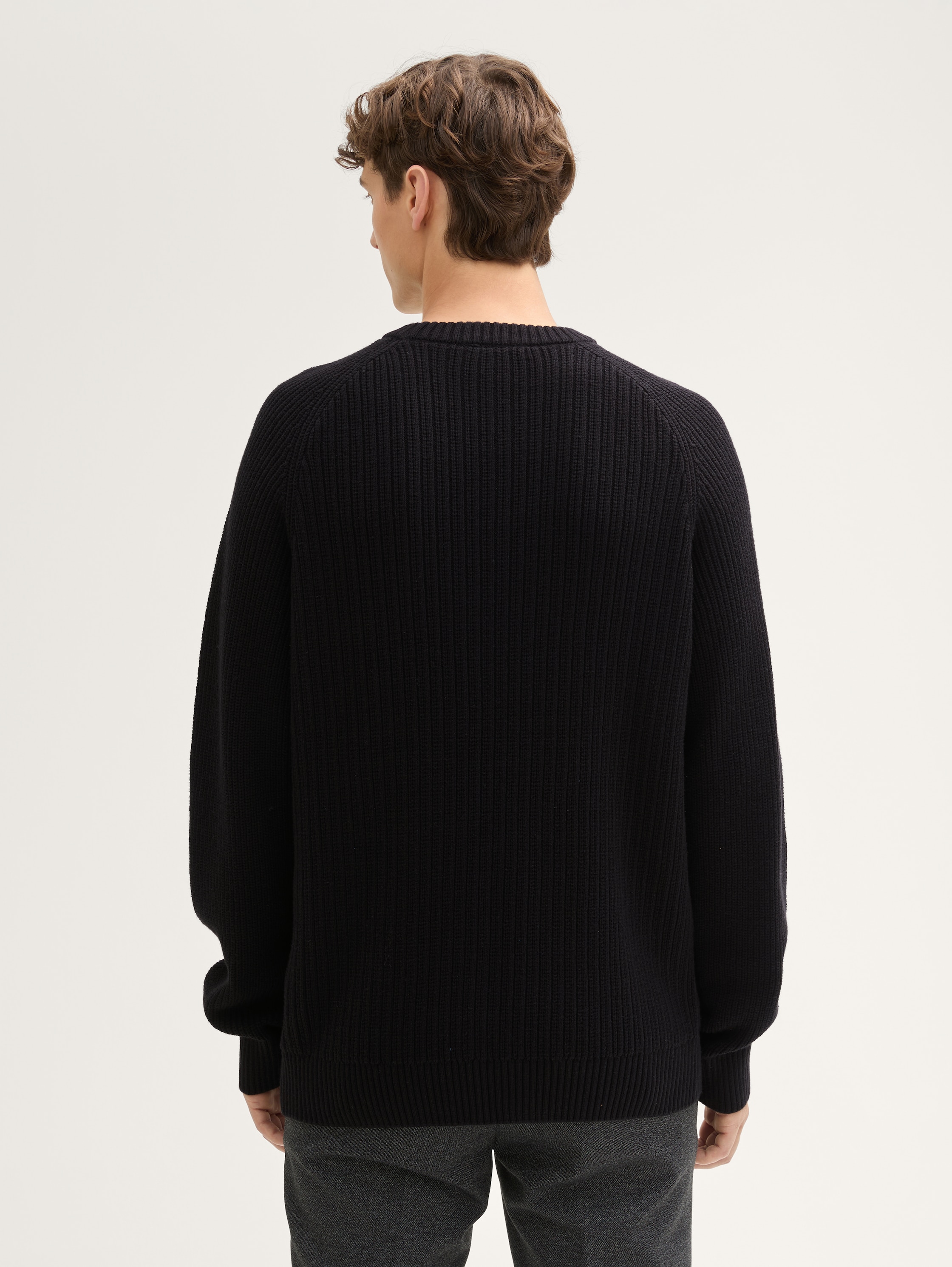 Strickpullover mit Struktur - black -