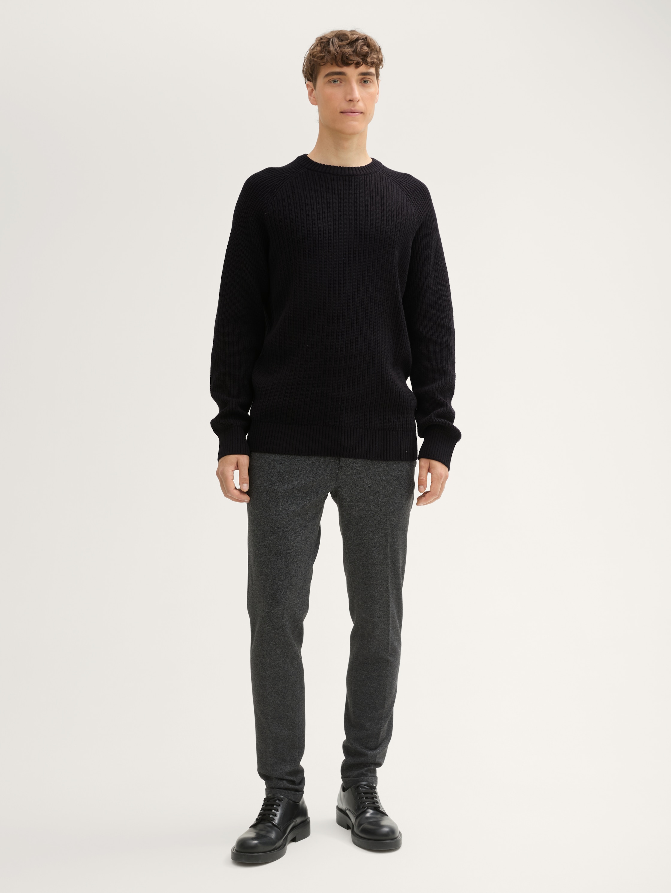 Strickpullover mit Struktur - black -