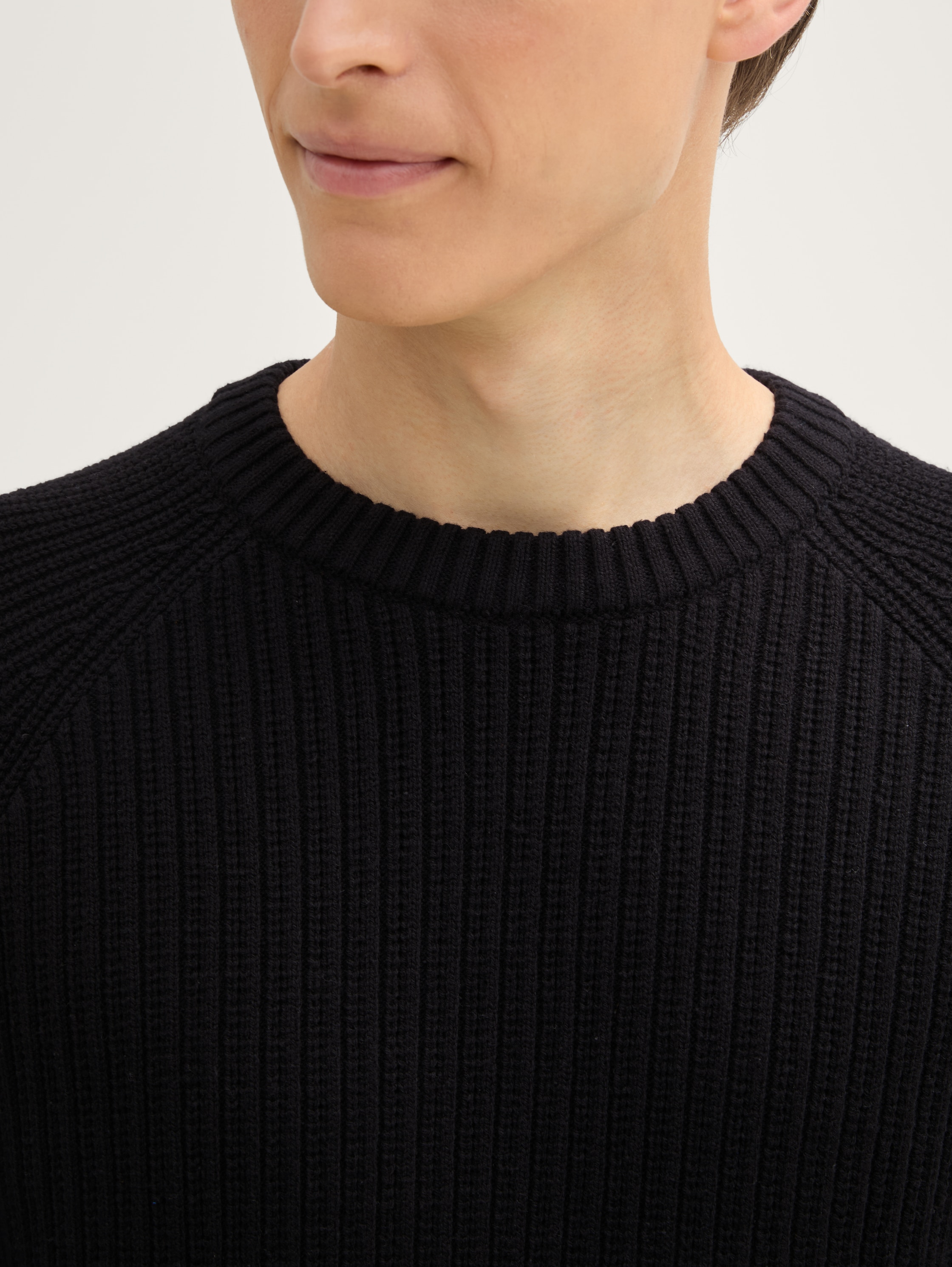 Strickpullover mit Struktur - black -