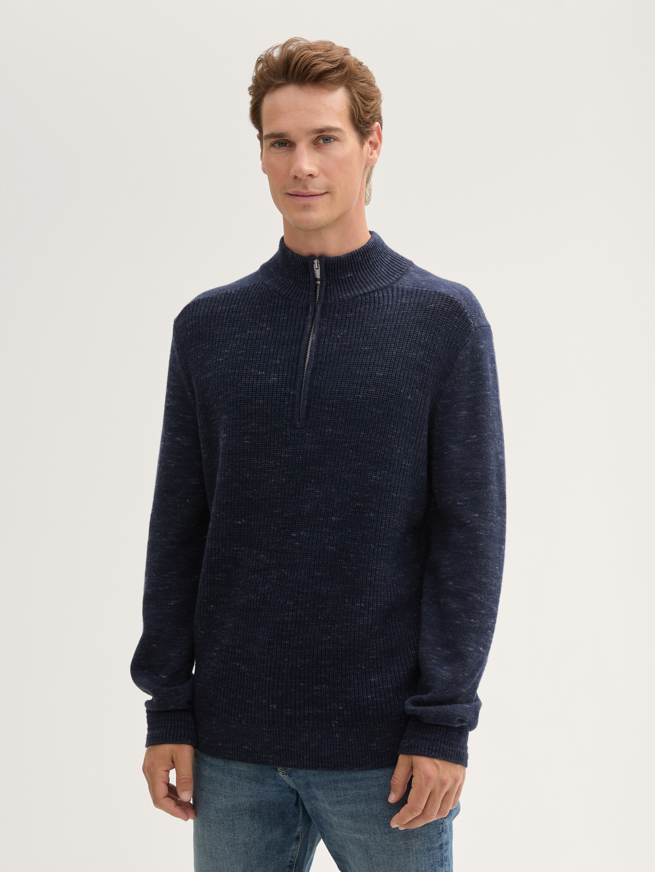 Troyer Pullover mit Wollanteil - sky_captain_blue_spacedye - 
