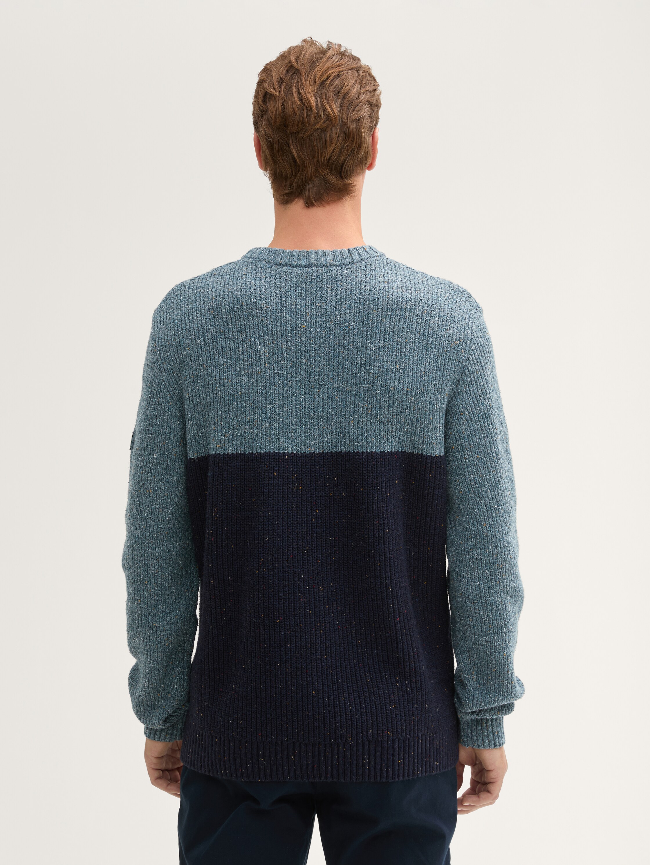 Regular Fit Strickpullover mit Logo-Badge - blue_navy_nep_colorblock - 