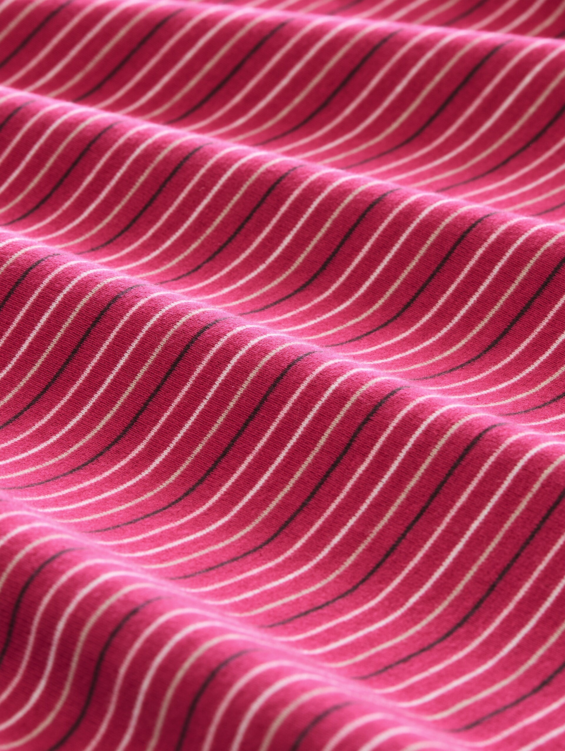 Langarmshirt mit Herz-Stickerei - dark pink beige stripe - Material-Ansicht