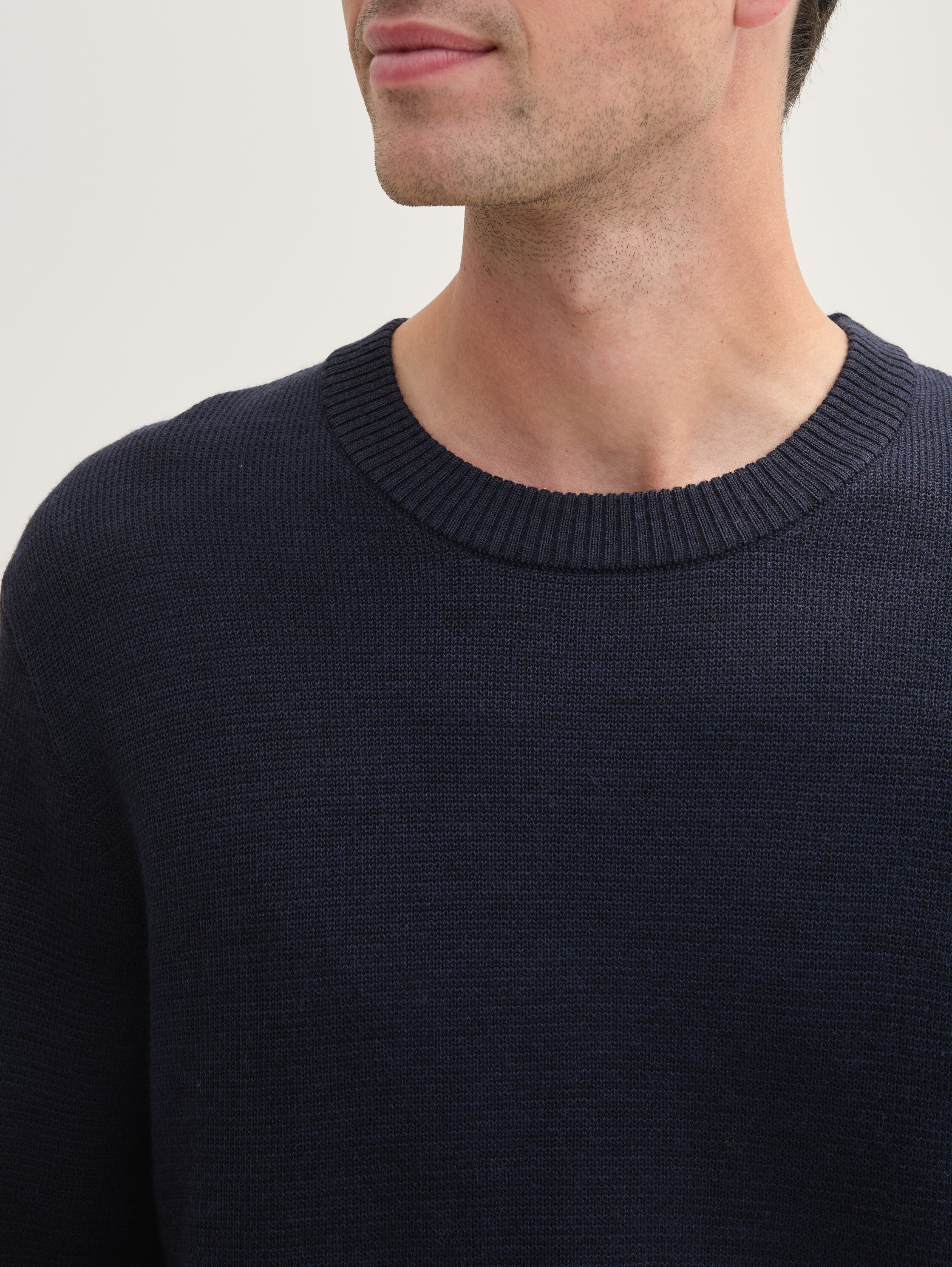 Strickpullover mit weichem Wollanteil - knitted_navy_melange - 