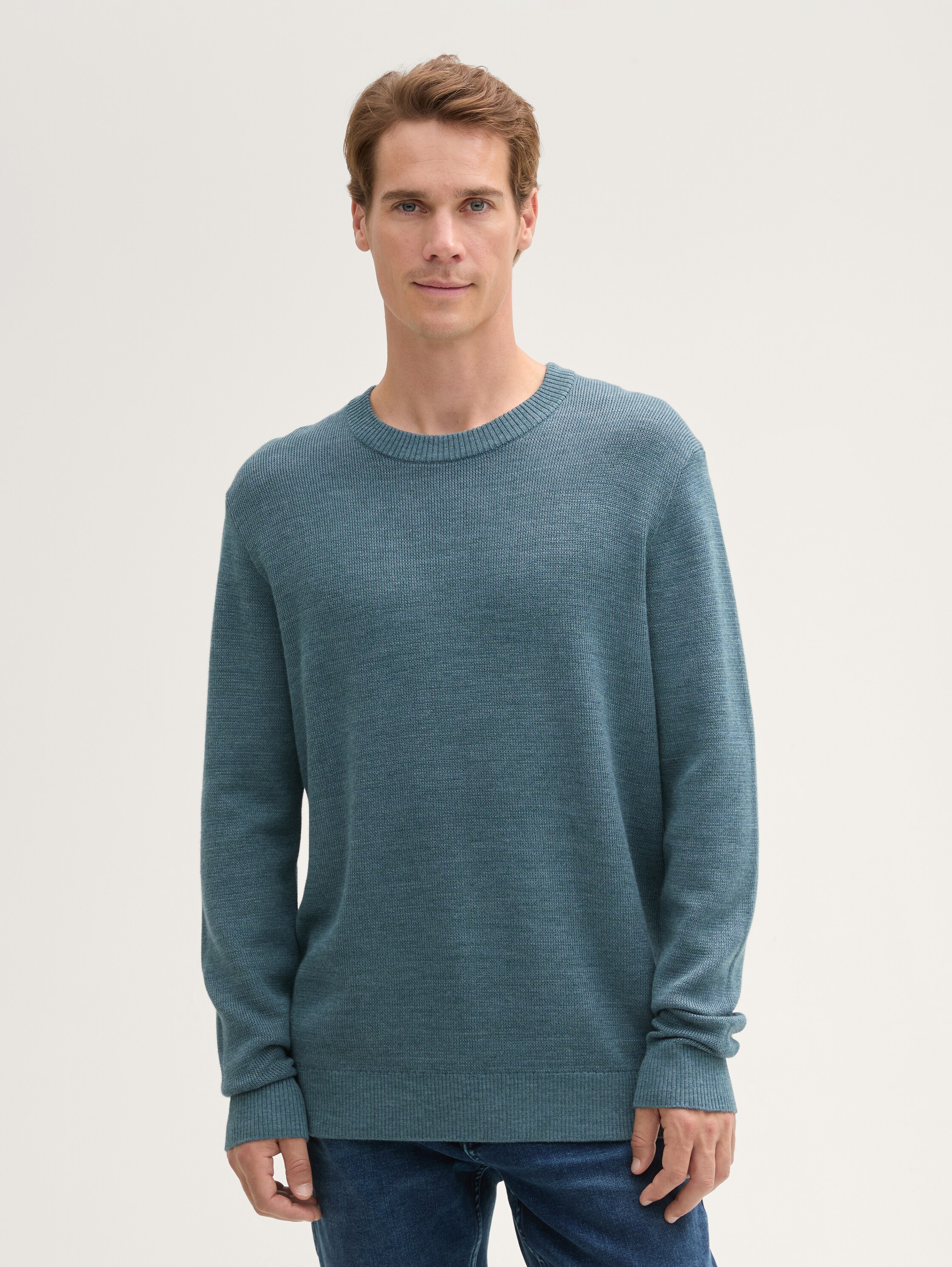 Strickpullover mit weichem Wollanteil - stormy_teal_melange - 