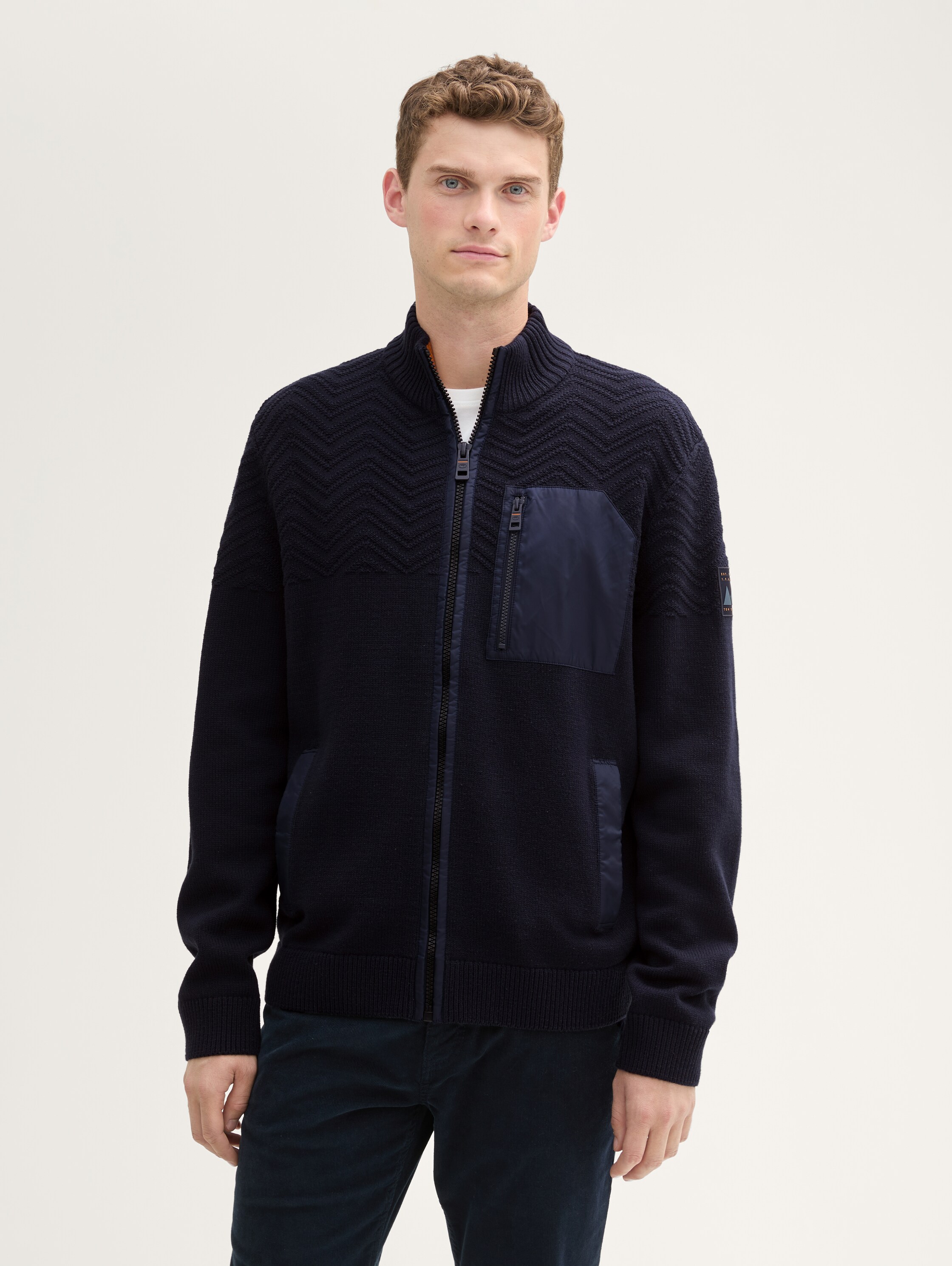 Strickjacke mit Materialmix - 2
