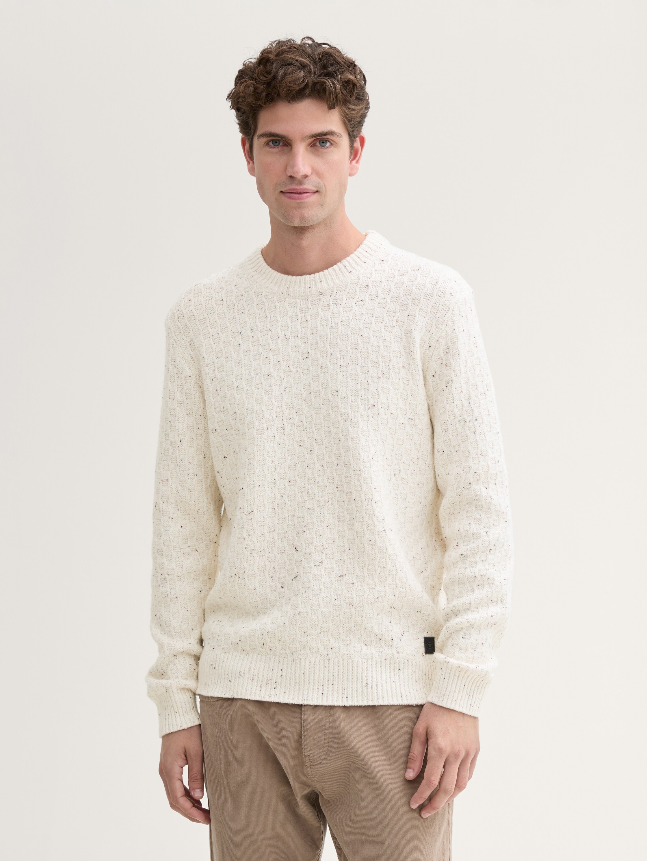Regular Fit Strickpullover in Melange-Optik - offwhite_multicolor_neps - 
