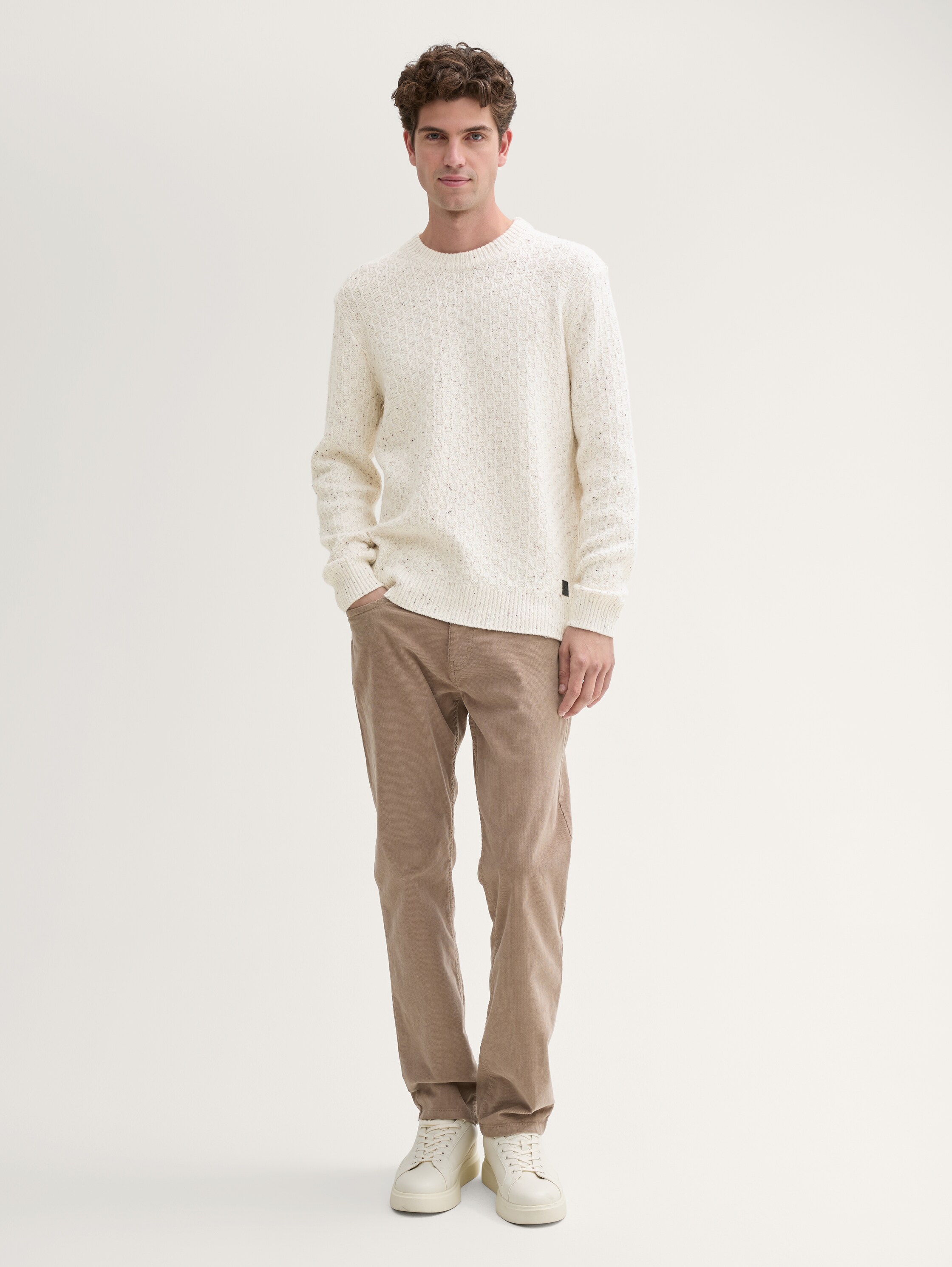 Regular Fit Strickpullover in Melange-Optik - offwhite_multicolor_neps - 