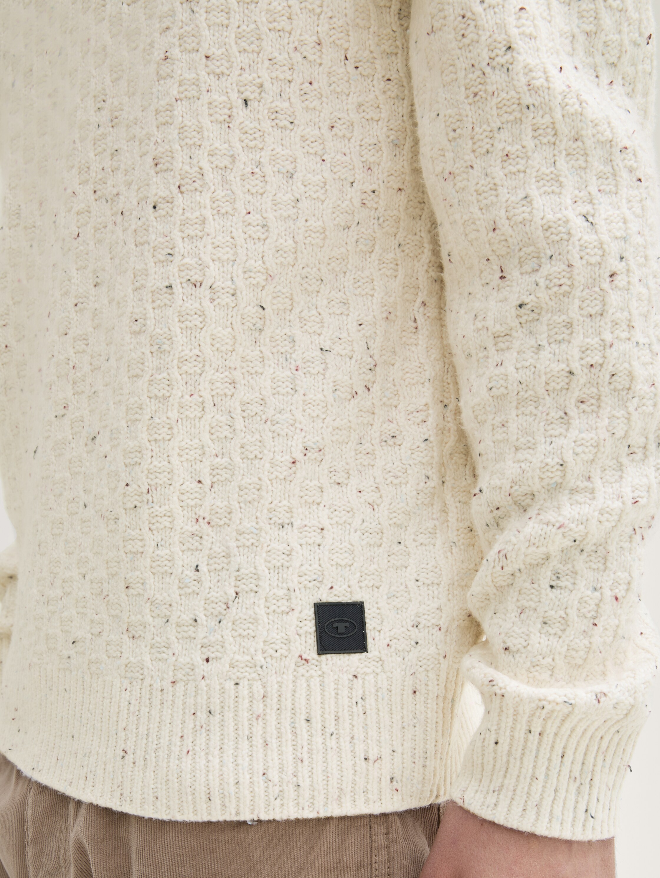 Regular Fit Strickpullover in Melange-Optik - offwhite_multicolor_neps - 