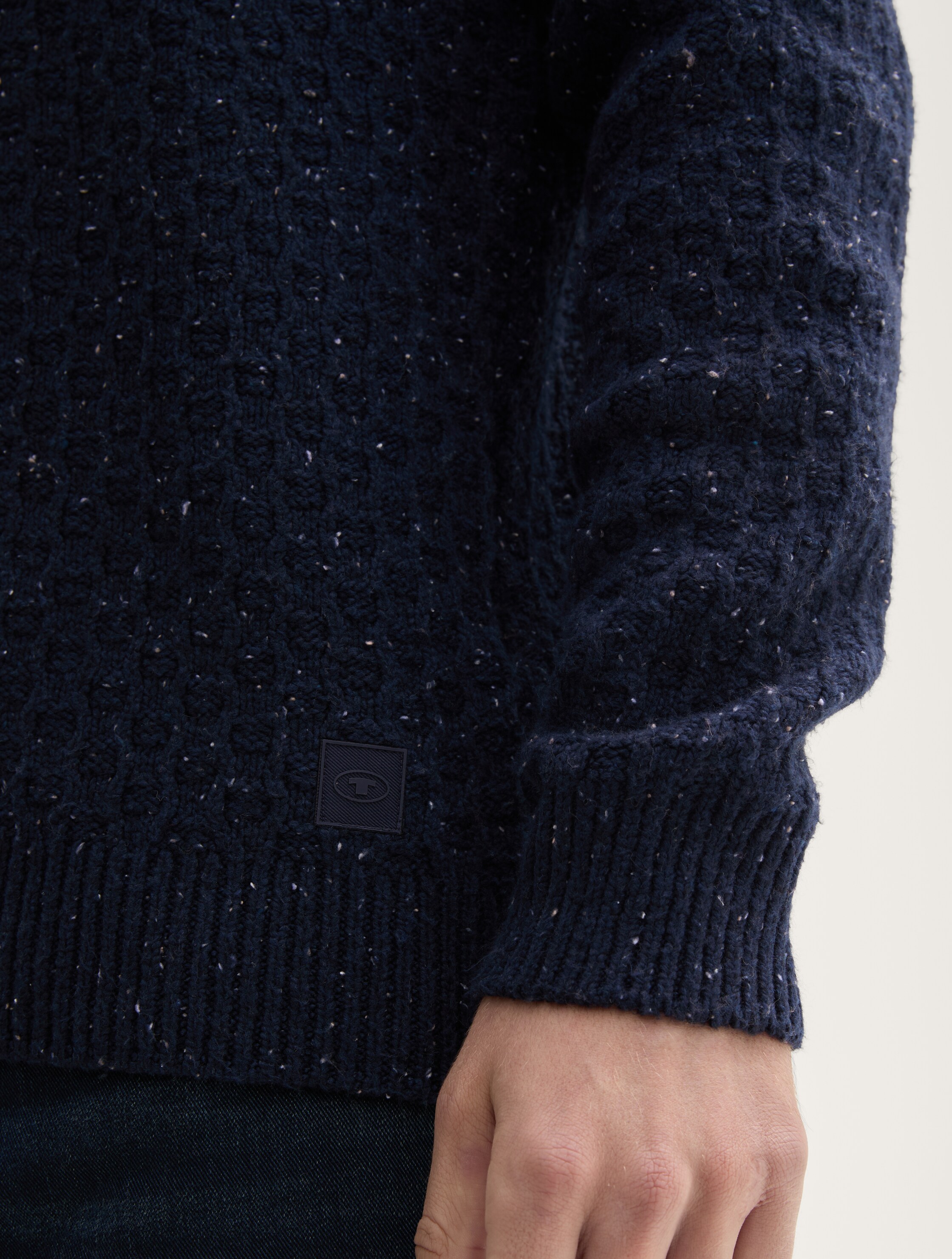 Regular Fit Strickpullover in Melange-Optik - navy_multicolor_neps - 