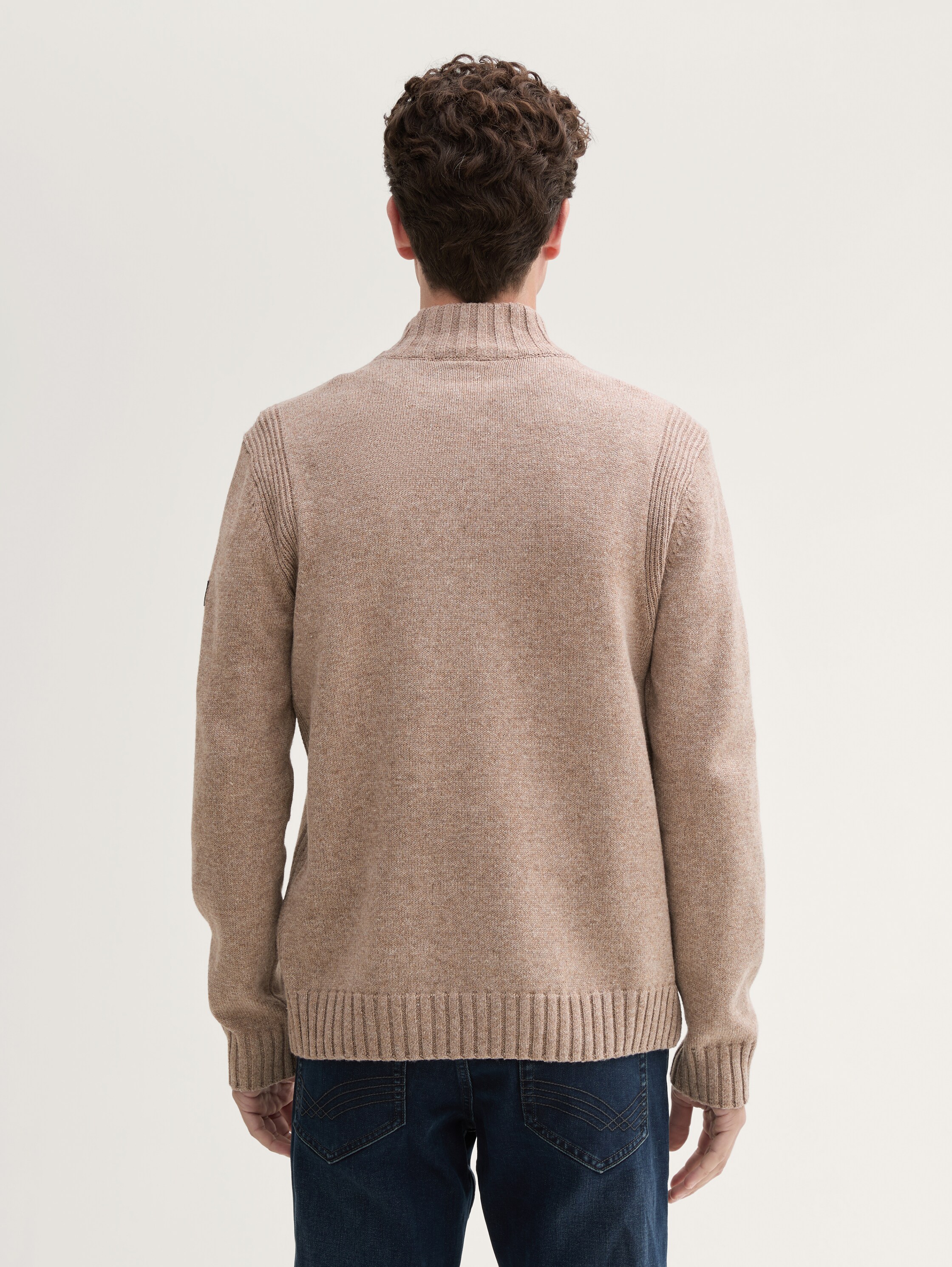 Cosy Troyer Strickpullover mit Reißverschluss - parasol_brown_melange - 