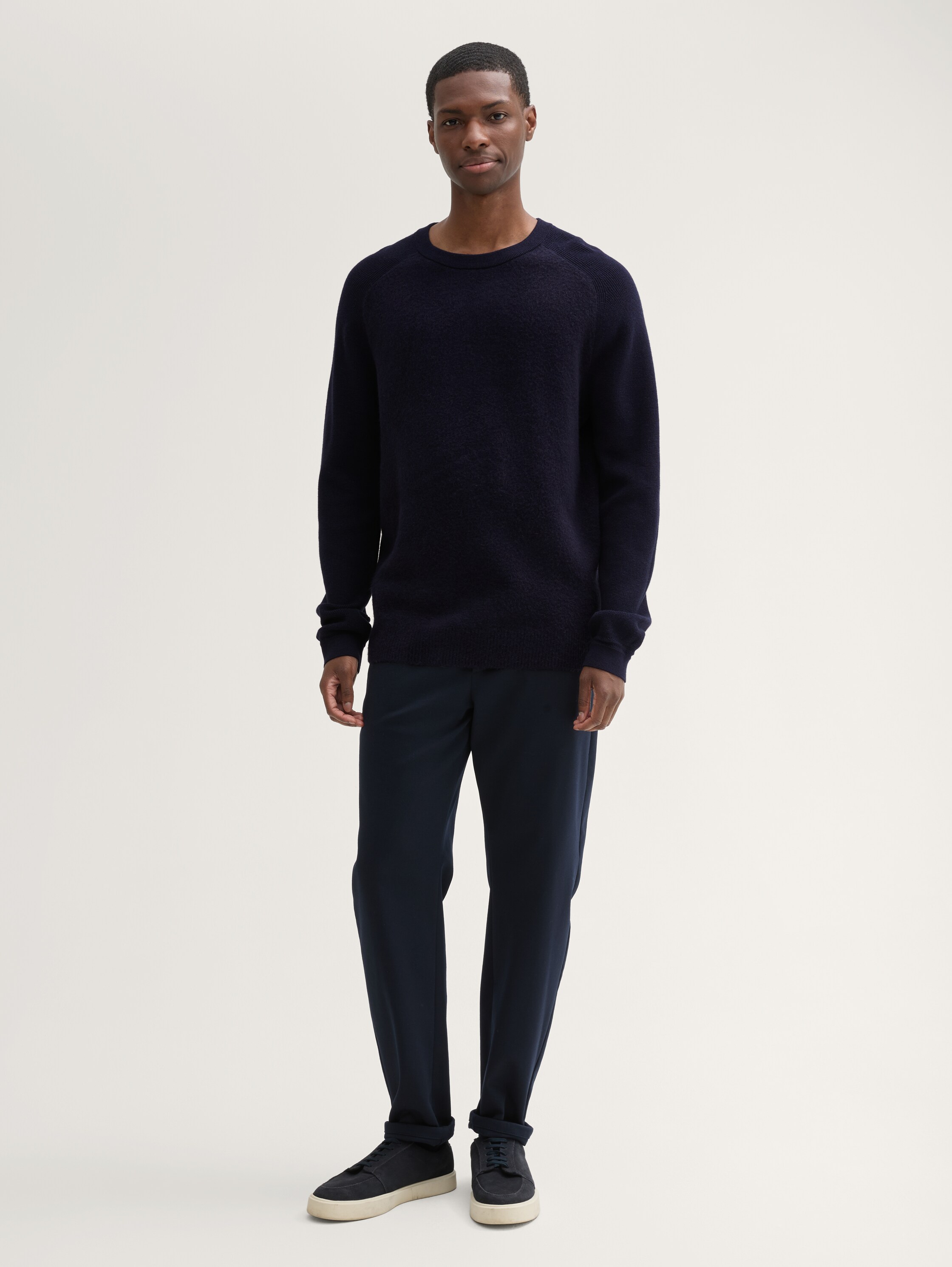 Soft-Touch Strickpullover im Regular Fit - knitted_navy_melange - 