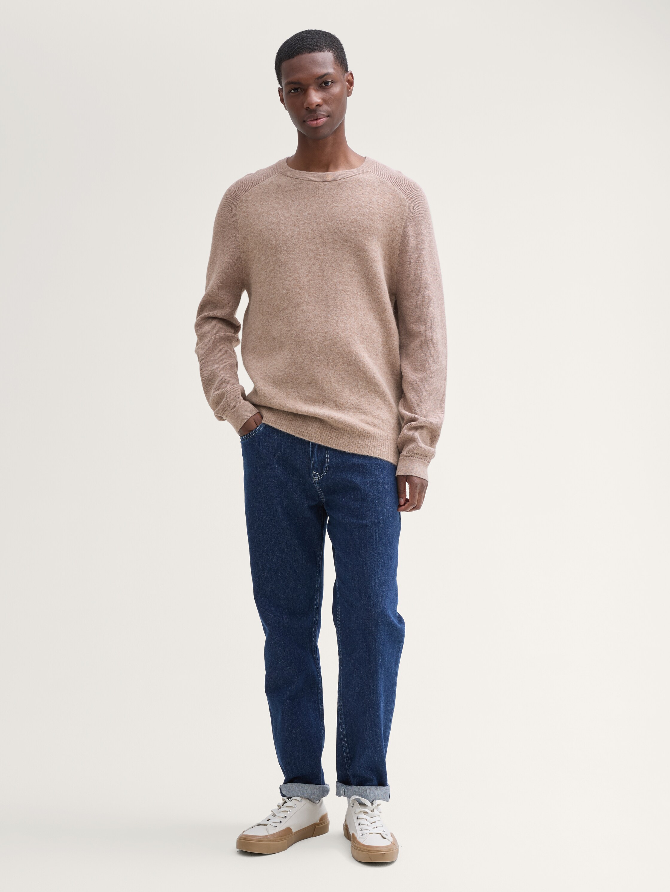 Soft-Touch Strickpullover im Regular Fit - parasol_brown_melange - 