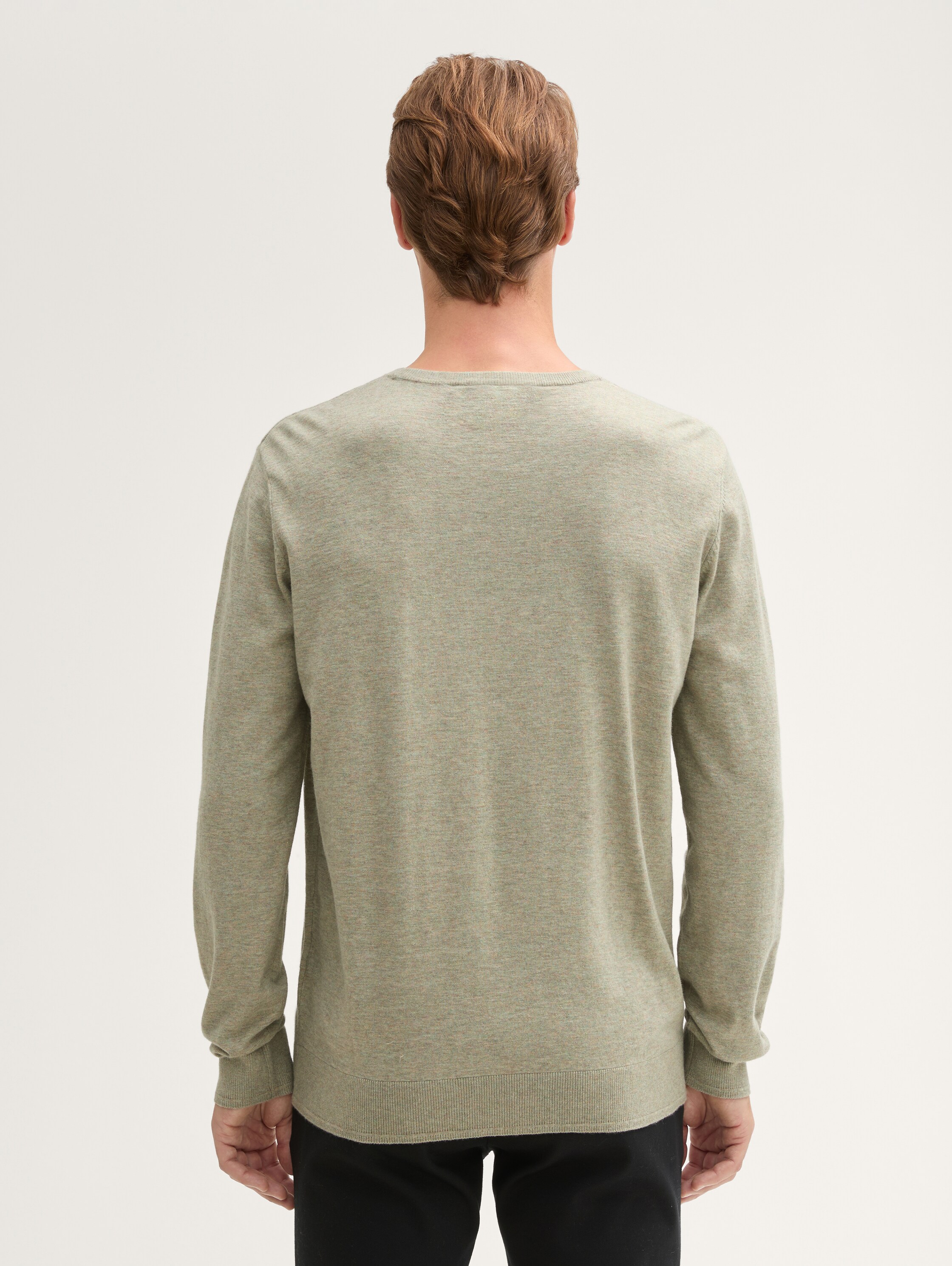 Strickpullover mit Logo Badge - prairie_grass_green_melange - 