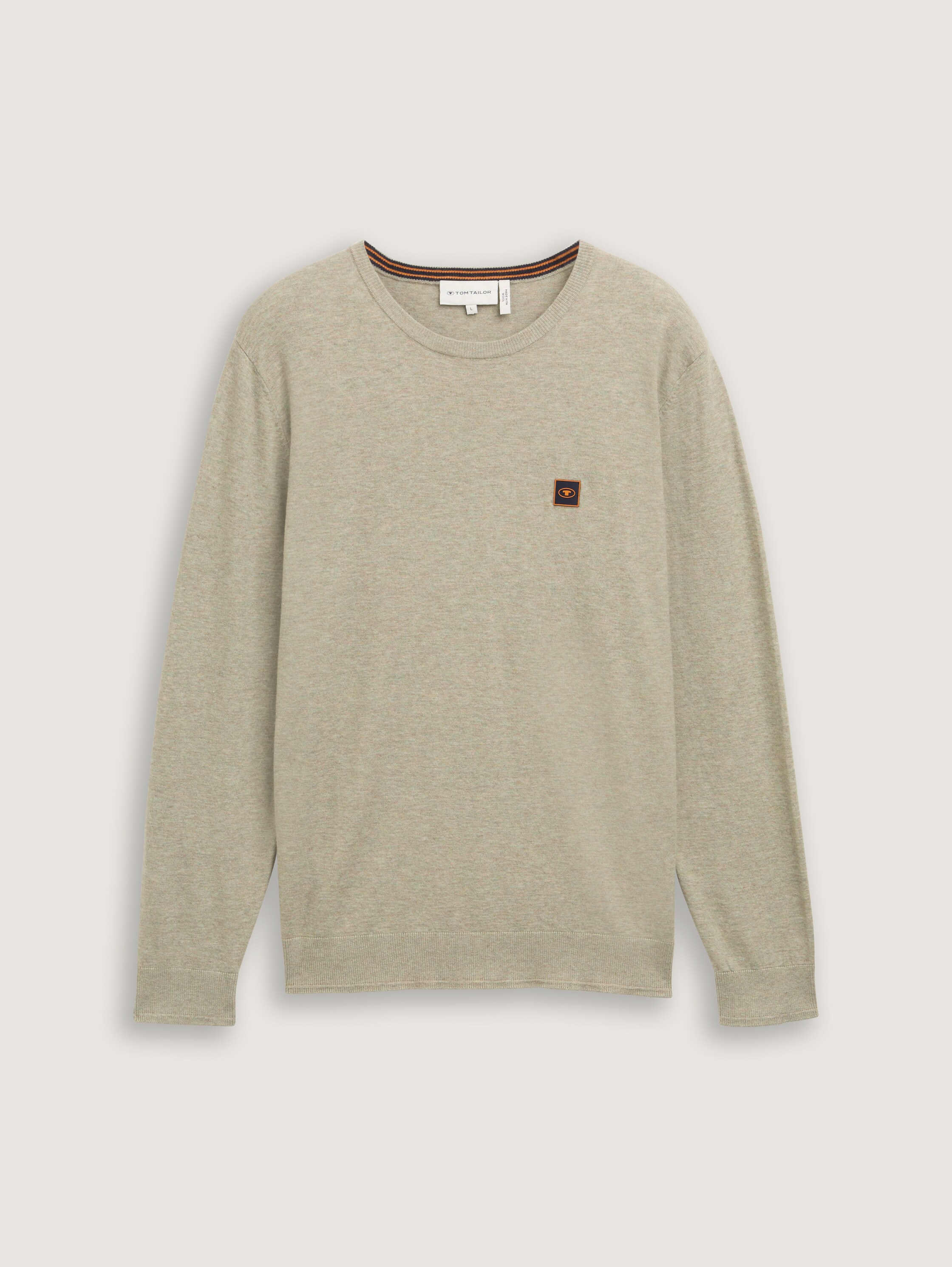 Strickpullover mit Logo Badge - prairie_grass_green_melange - 