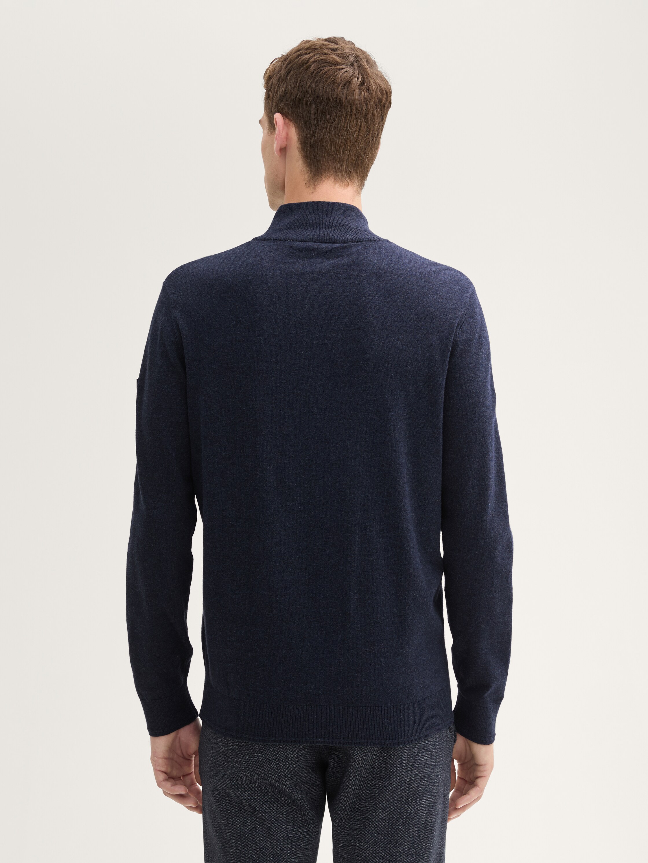 Troyer Strickpullover mit Logo-Badge - knitted_navy_melange - 