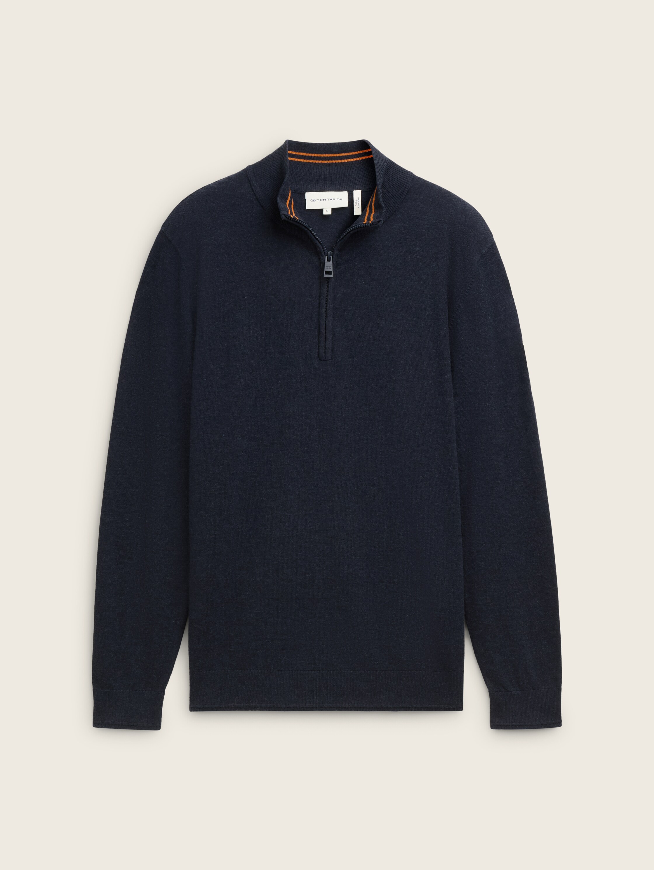 Troyer Strickpullover mit Logo-Badge - knitted_navy_melange - 