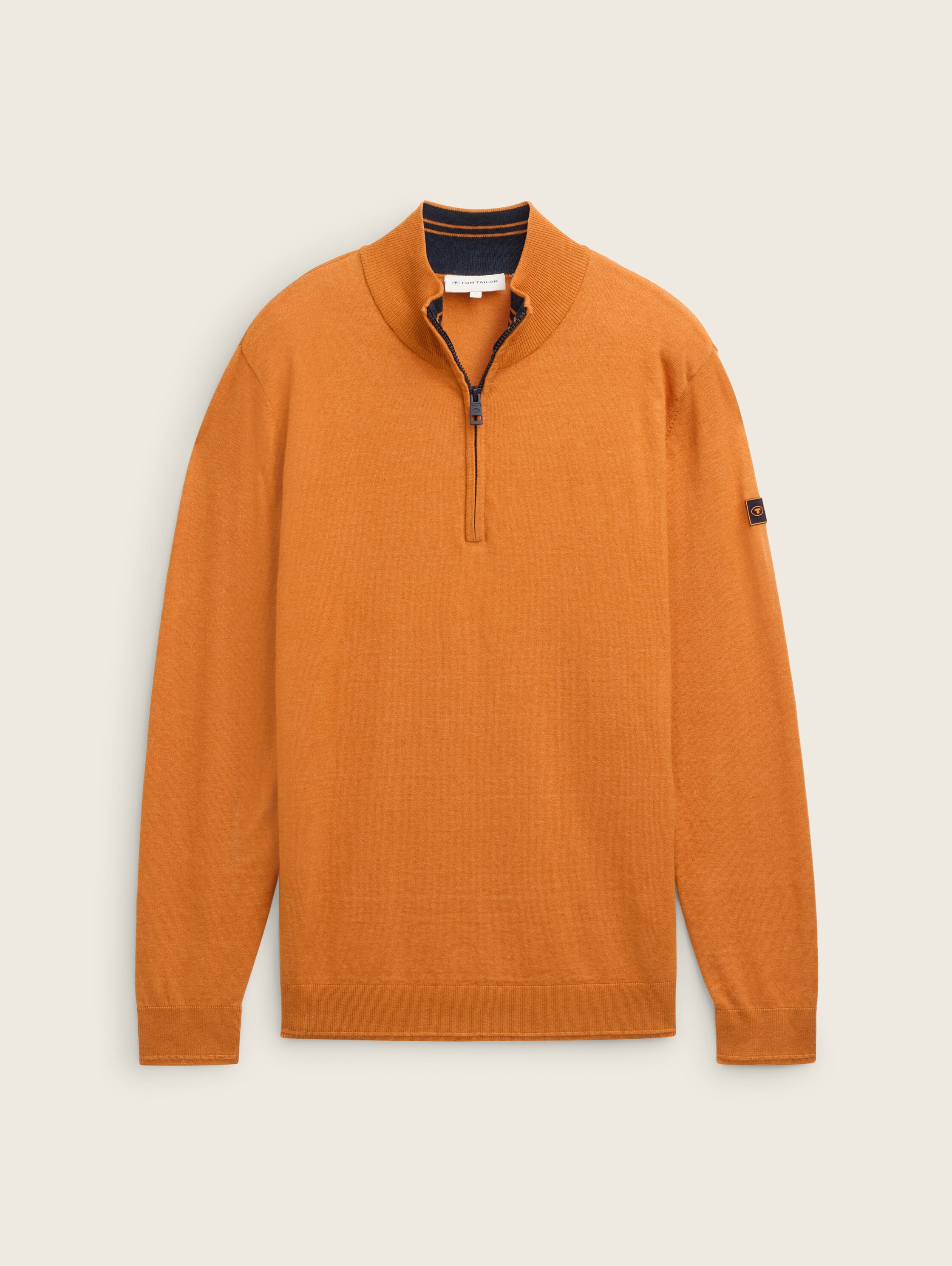 Troyer Strickpullover mit Logo-Badge - tomato_cream_orange_melange - 