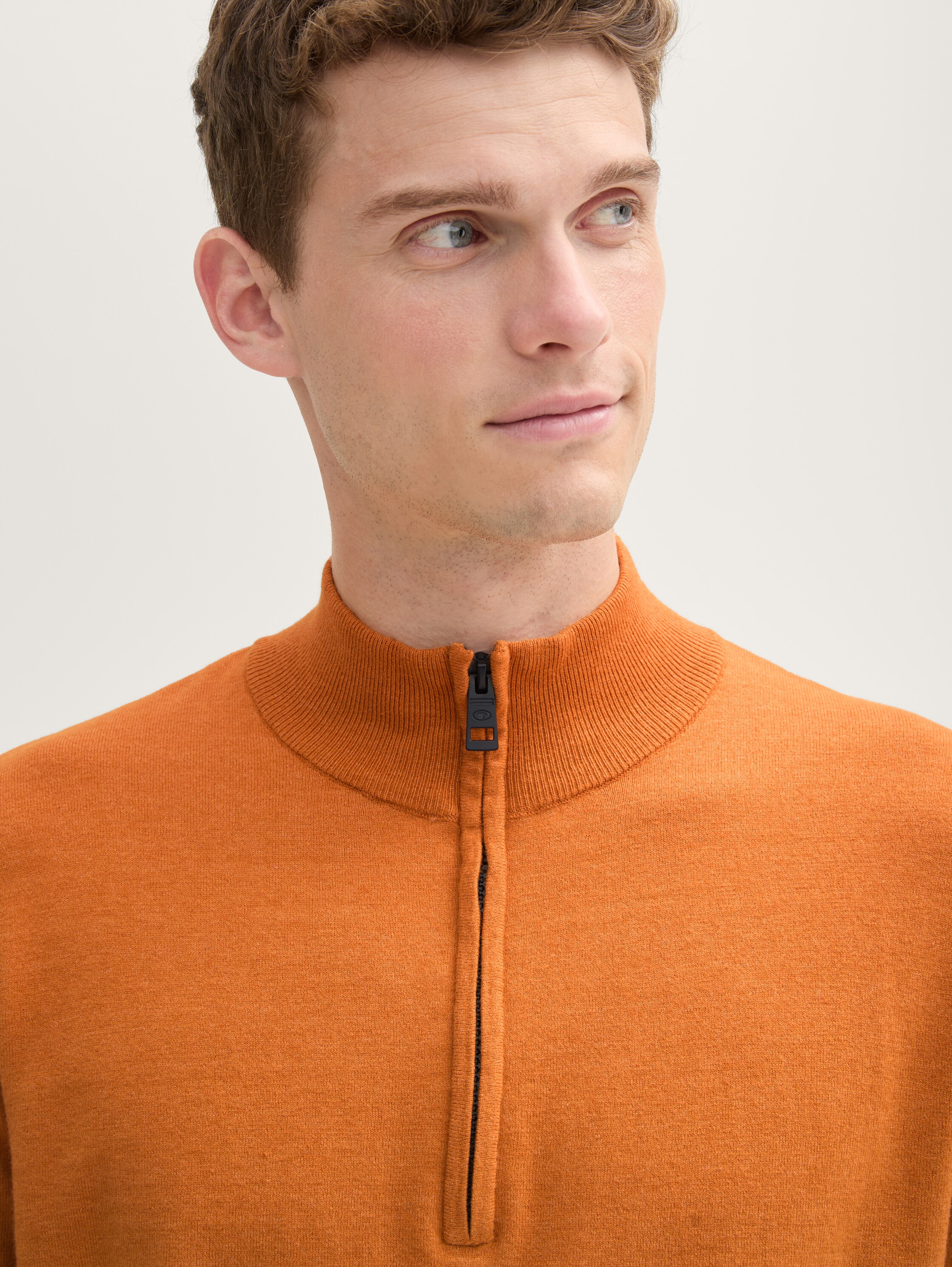 Troyer Strickpullover mit Logo-Badge - tomato_cream_orange_melange - 