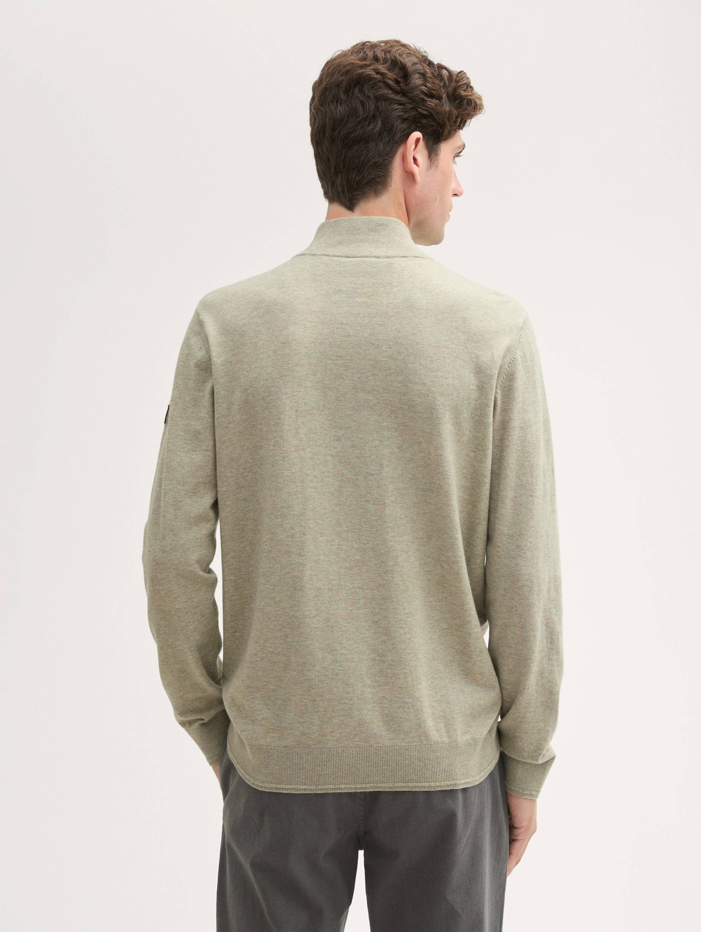 Troyer Strickpullover mit Logo-Badge - prairie_grass_green_melange - 