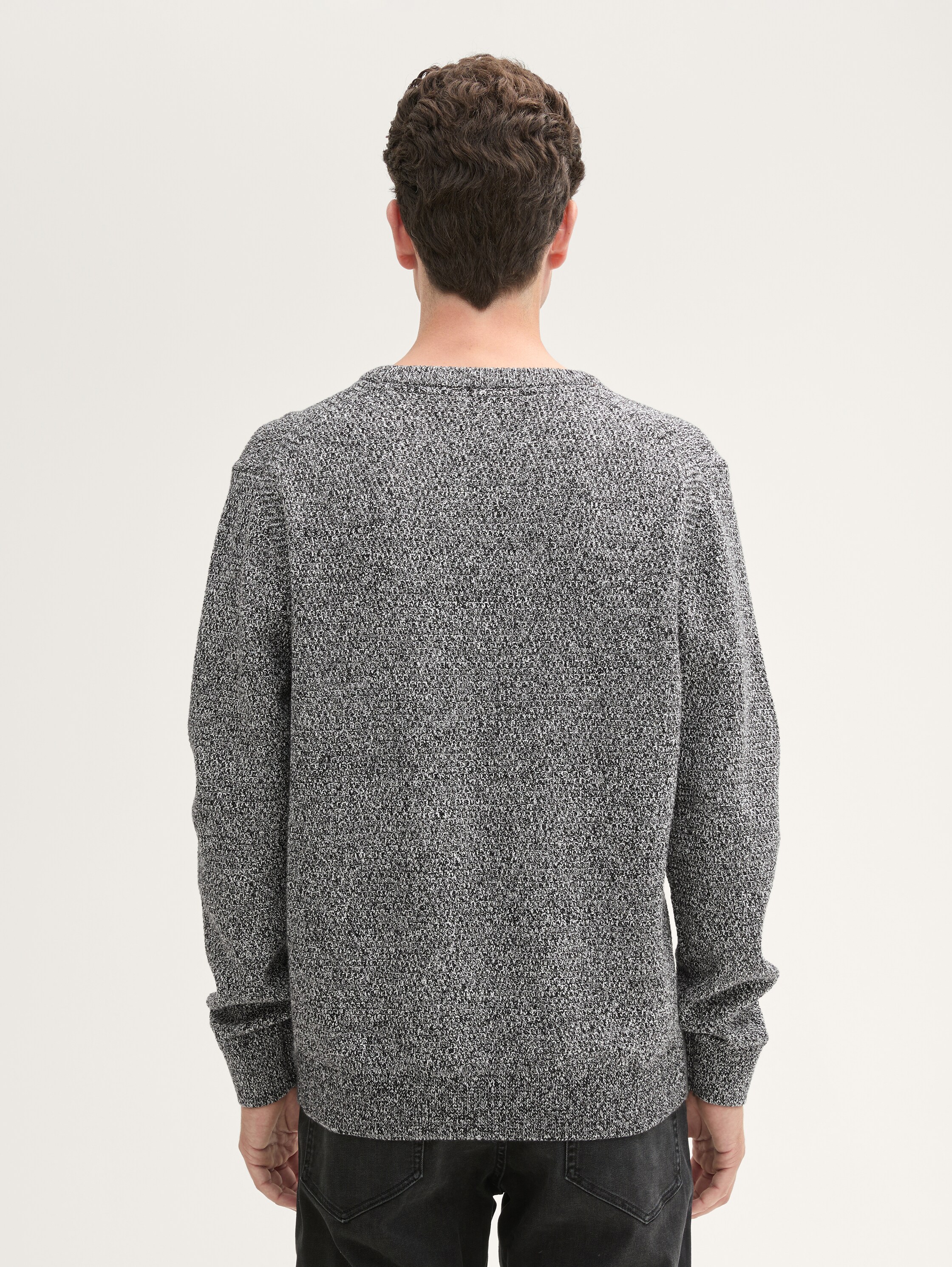 Strickpullover aus Baumwolle - black_white_structure_twotone - 