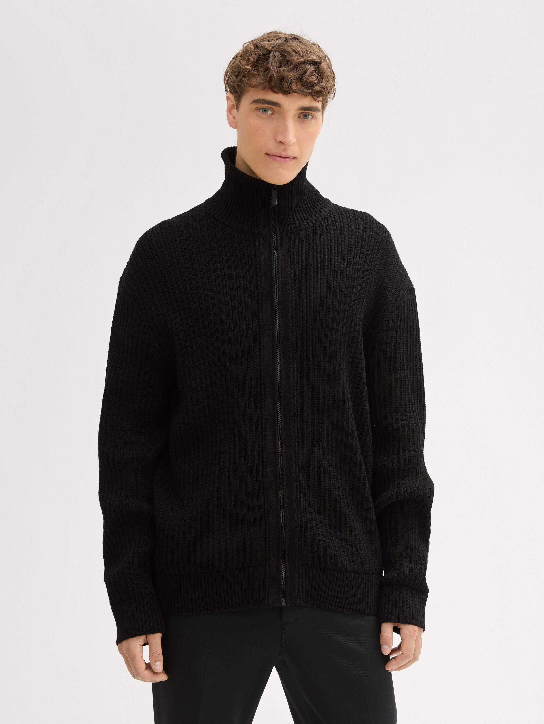 Relaxed Strickjacke mit Reißverschluss - 2
