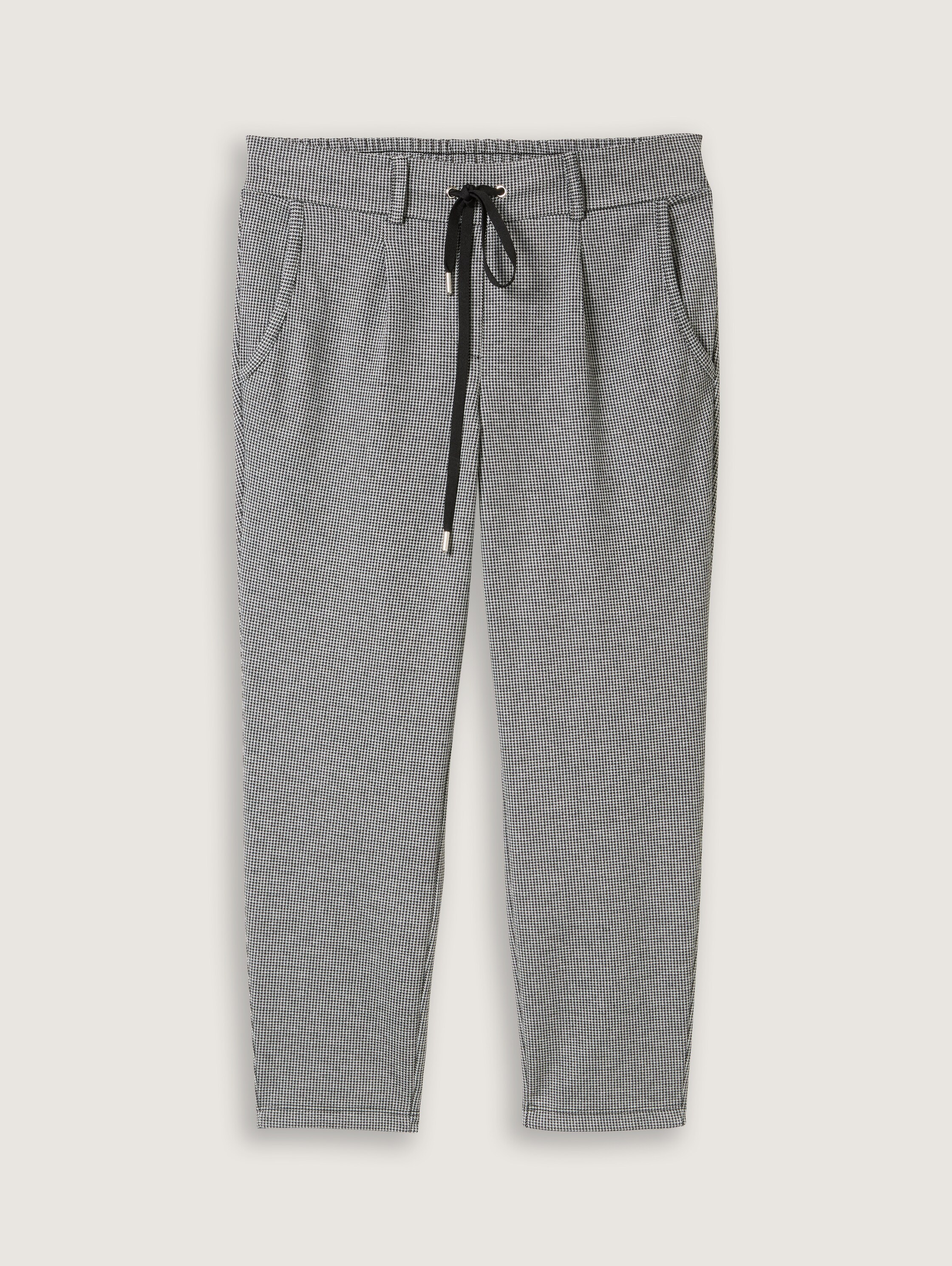 Cropped Loose Fit Hose - white_black_mini_pepita - 