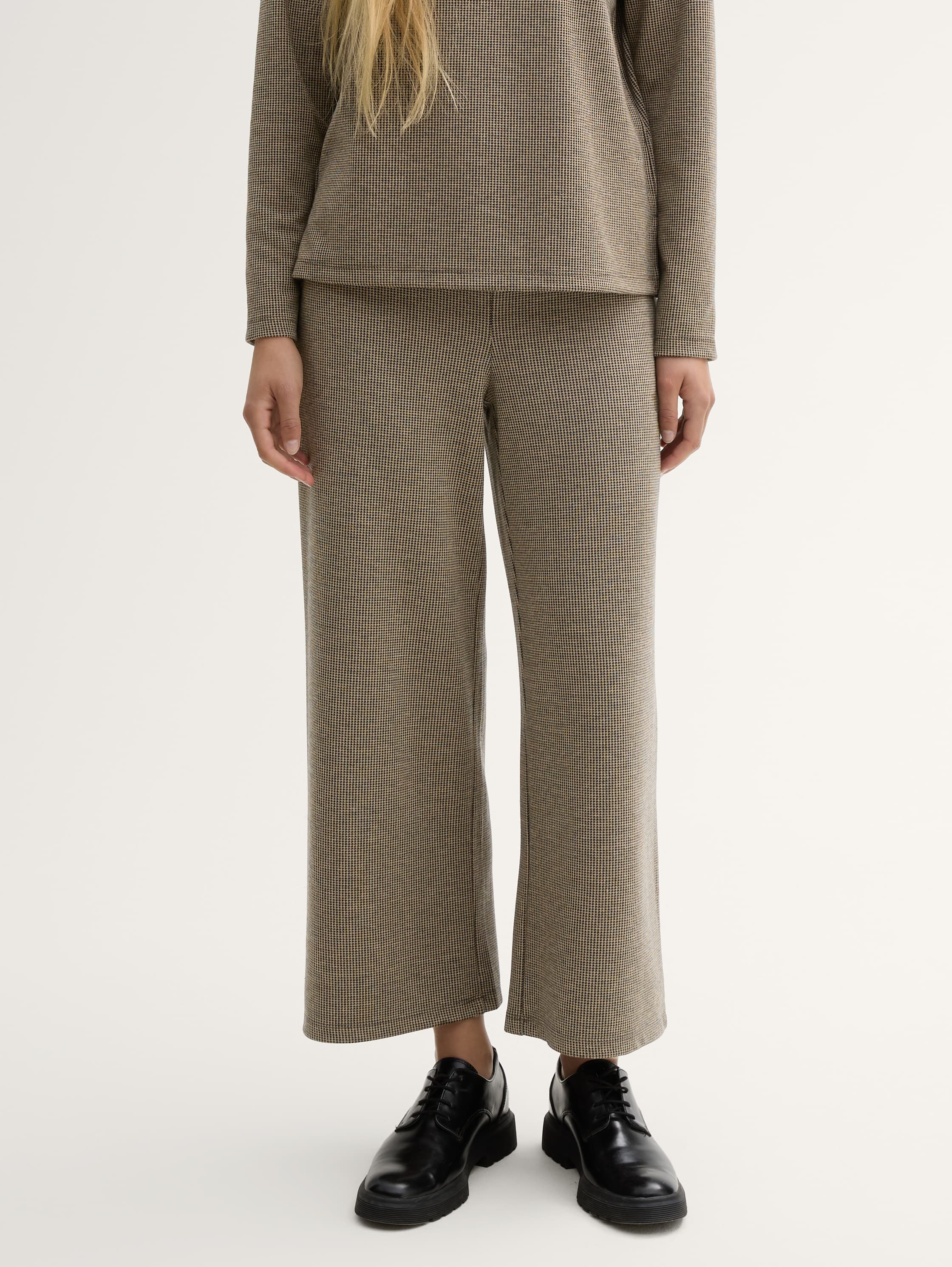 Cropped Culotte Hose - cargo_beige_mini_pepita - 