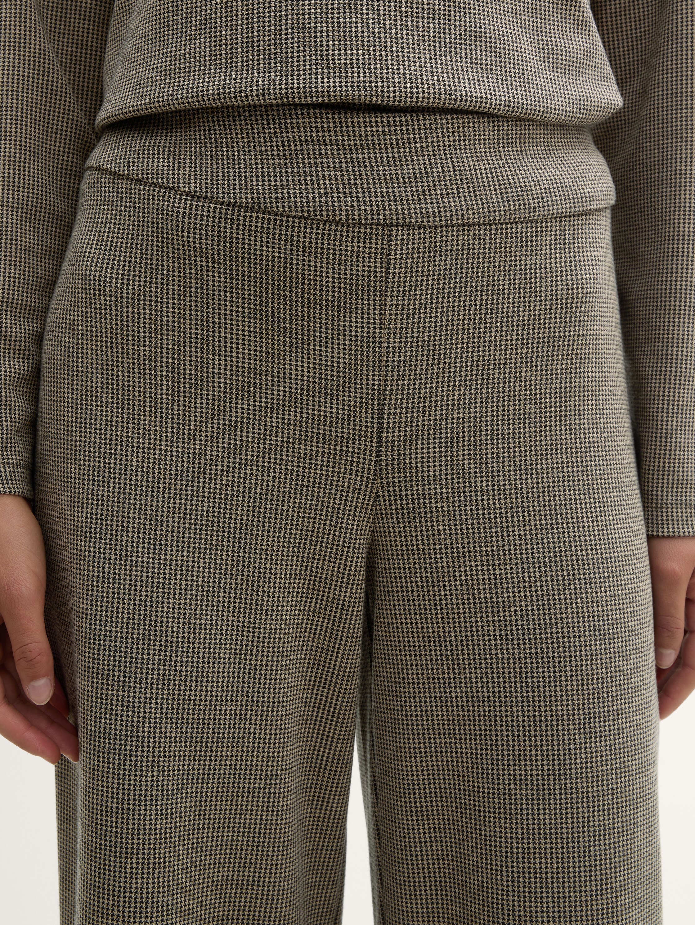 Cropped Culotte Hose - cargo_beige_mini_pepita - 