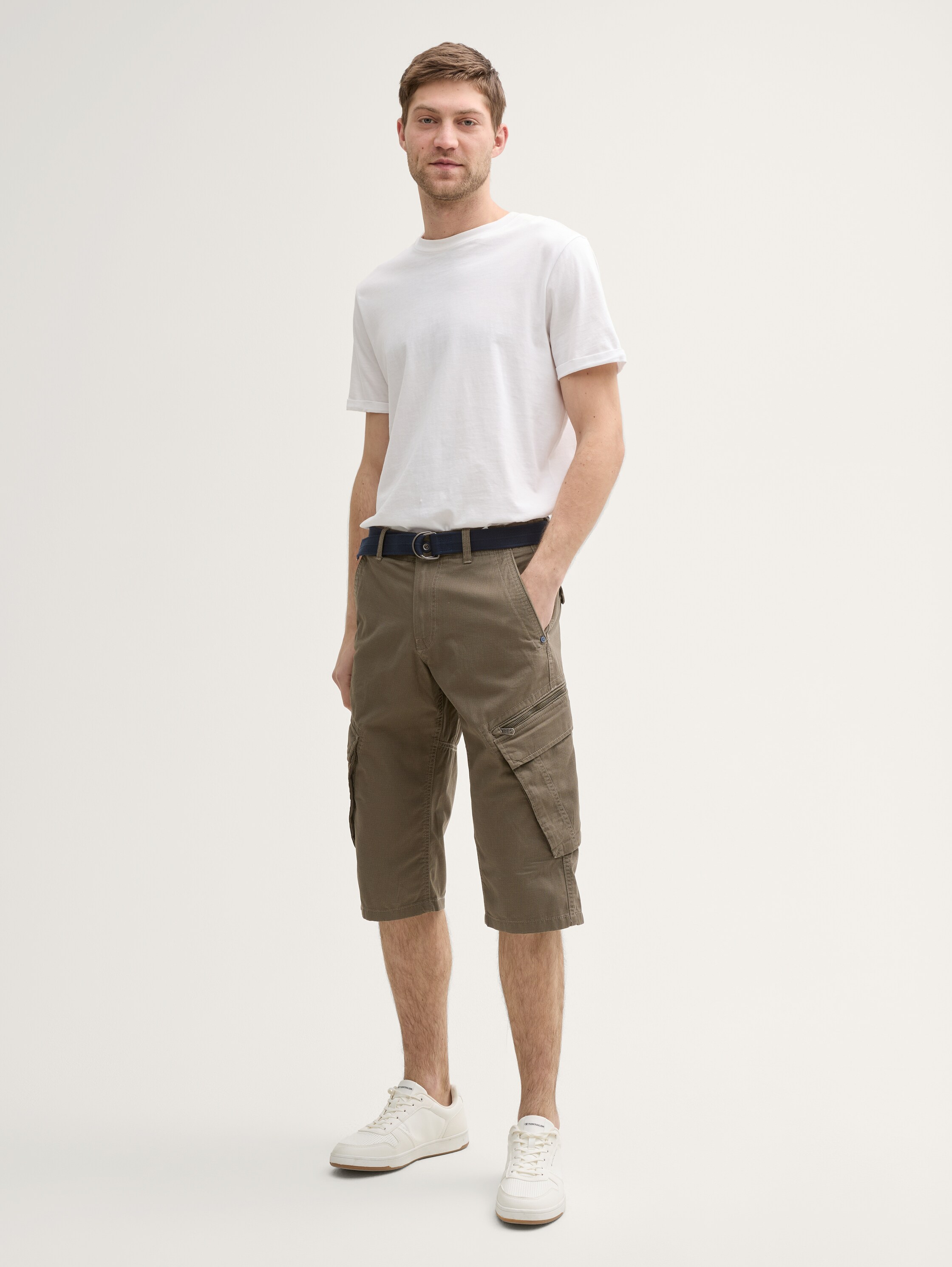 TTMAX Cargo shorts met riem over de knie - olive_mesh_print - 
