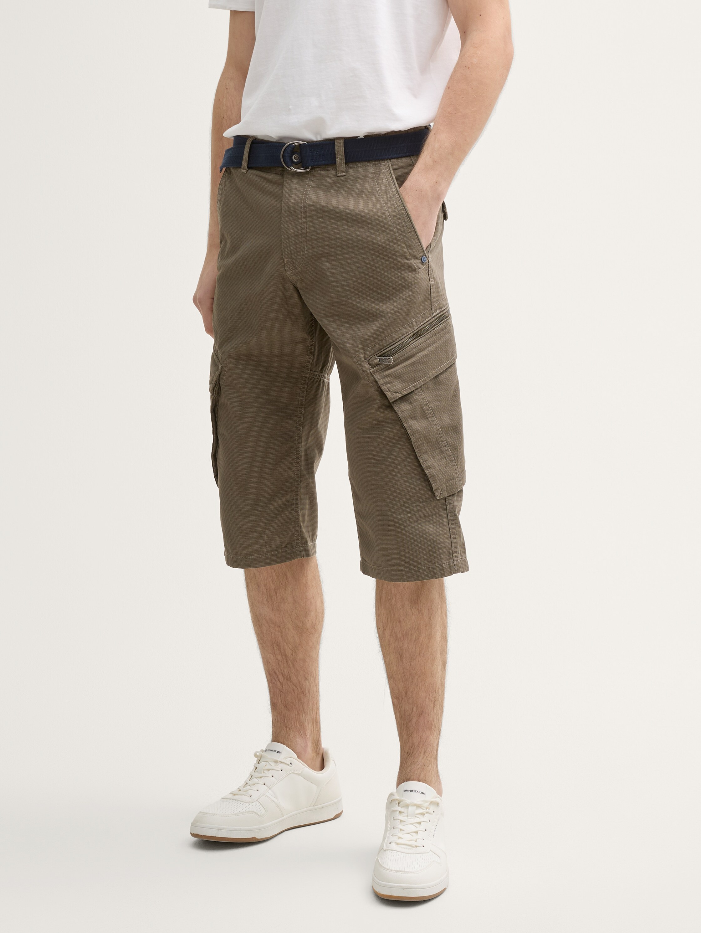 TTMAX Cargo shorts met riem over de knie - olive_mesh_print - 